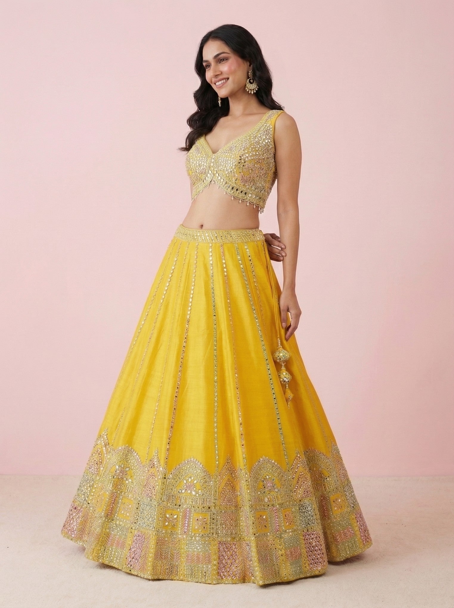 haldi-yellow-lehenga