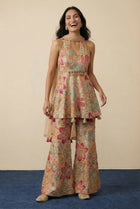 Light Brown Embroidered Palazzo Set