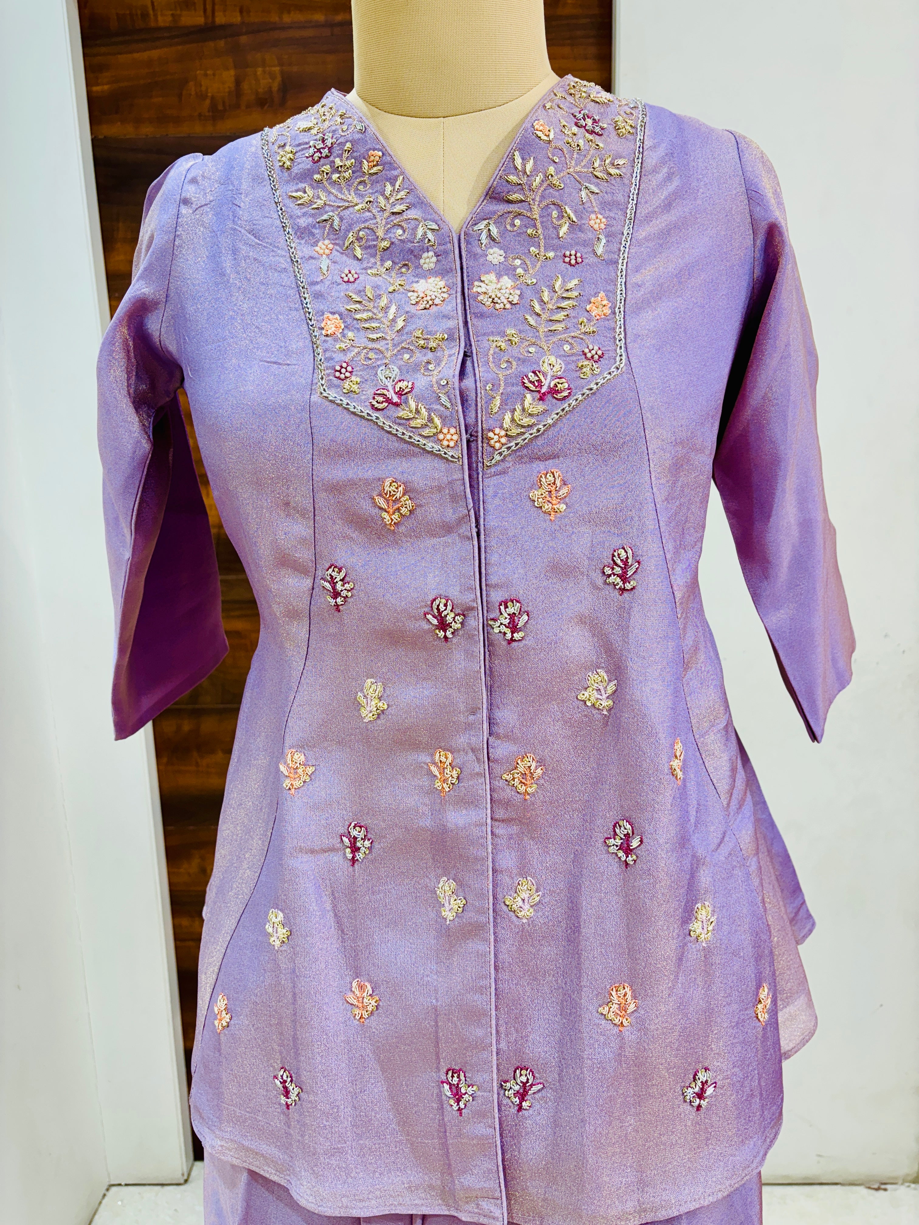 Purple Hand Work Silk Co-Ord Set