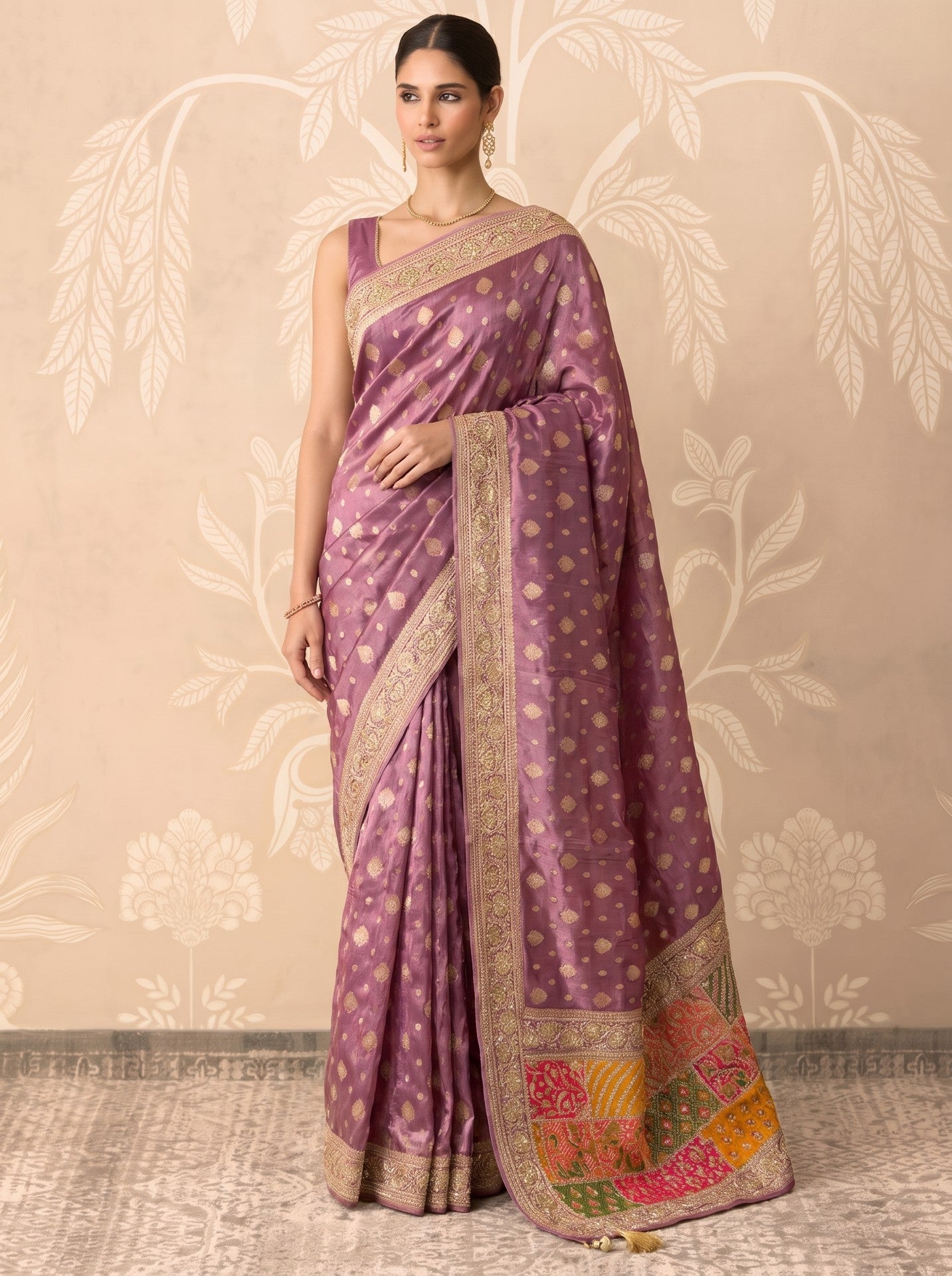 Onion Pink Zardozi Work Designer Silk Party Wear Saree for Women