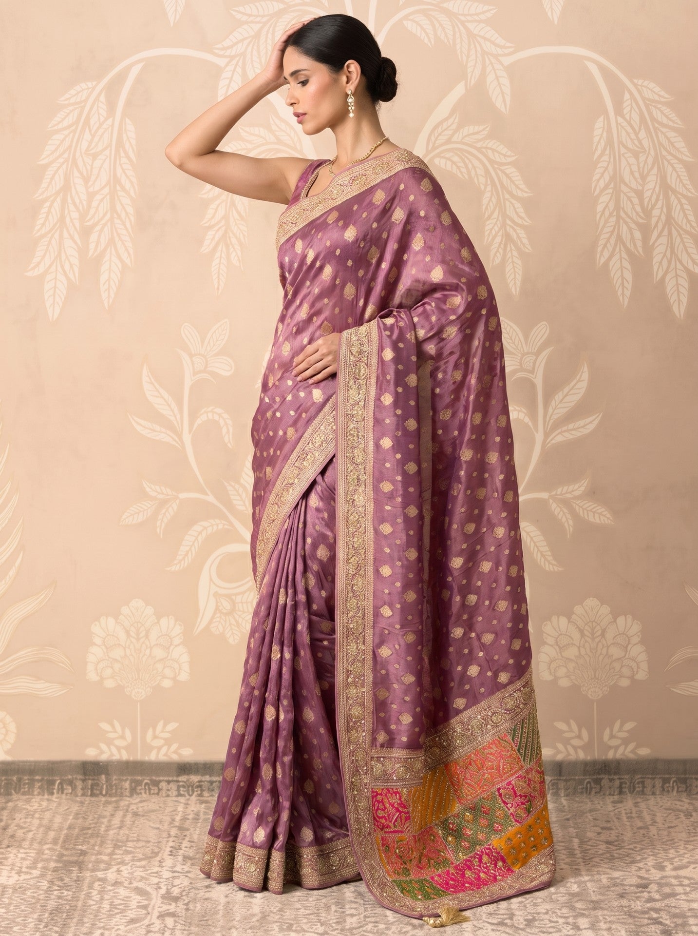 Onion Pink Zardozi Work Designer Silk Party Wear Saree for Women