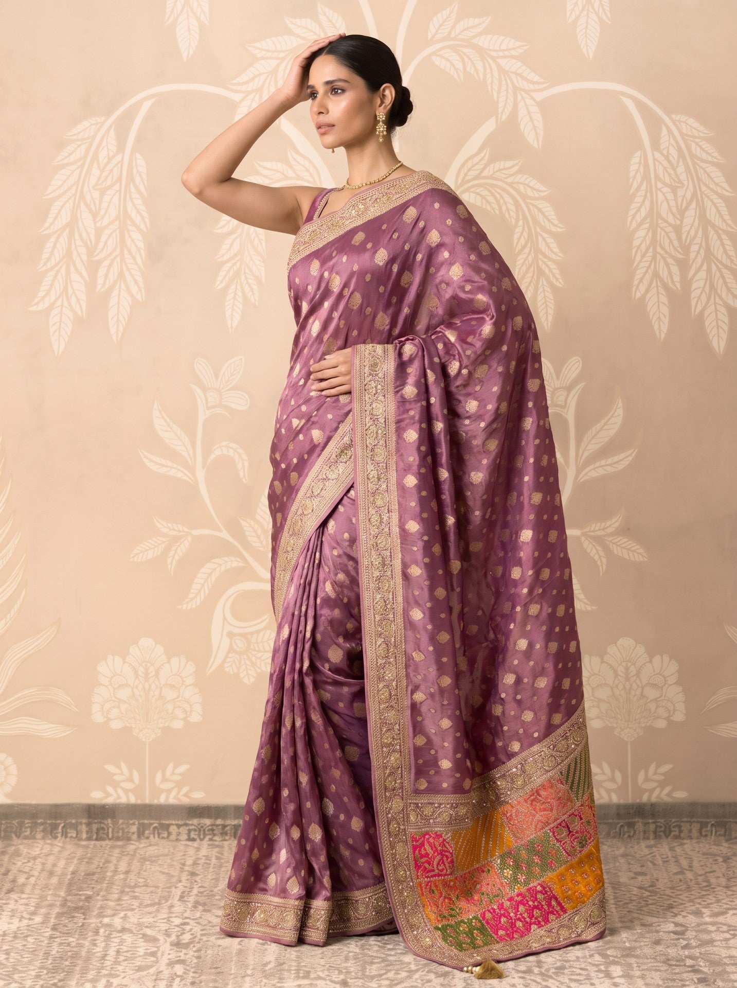 Onion Pink Zardozi Work Designer Silk Party Wear Saree for Women