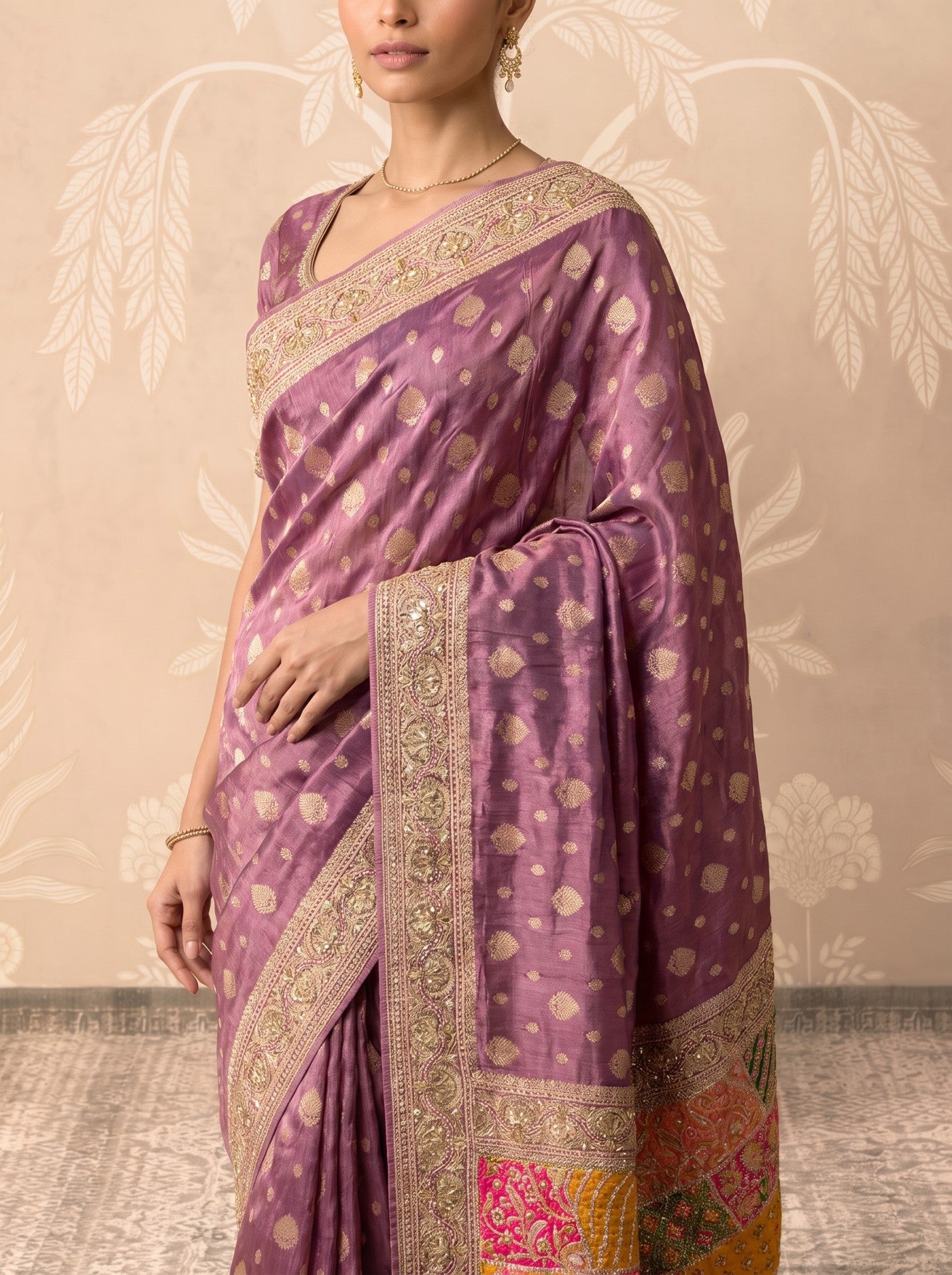 Onion Pink Zardozi Work Designer Silk Party Wear Saree for Women