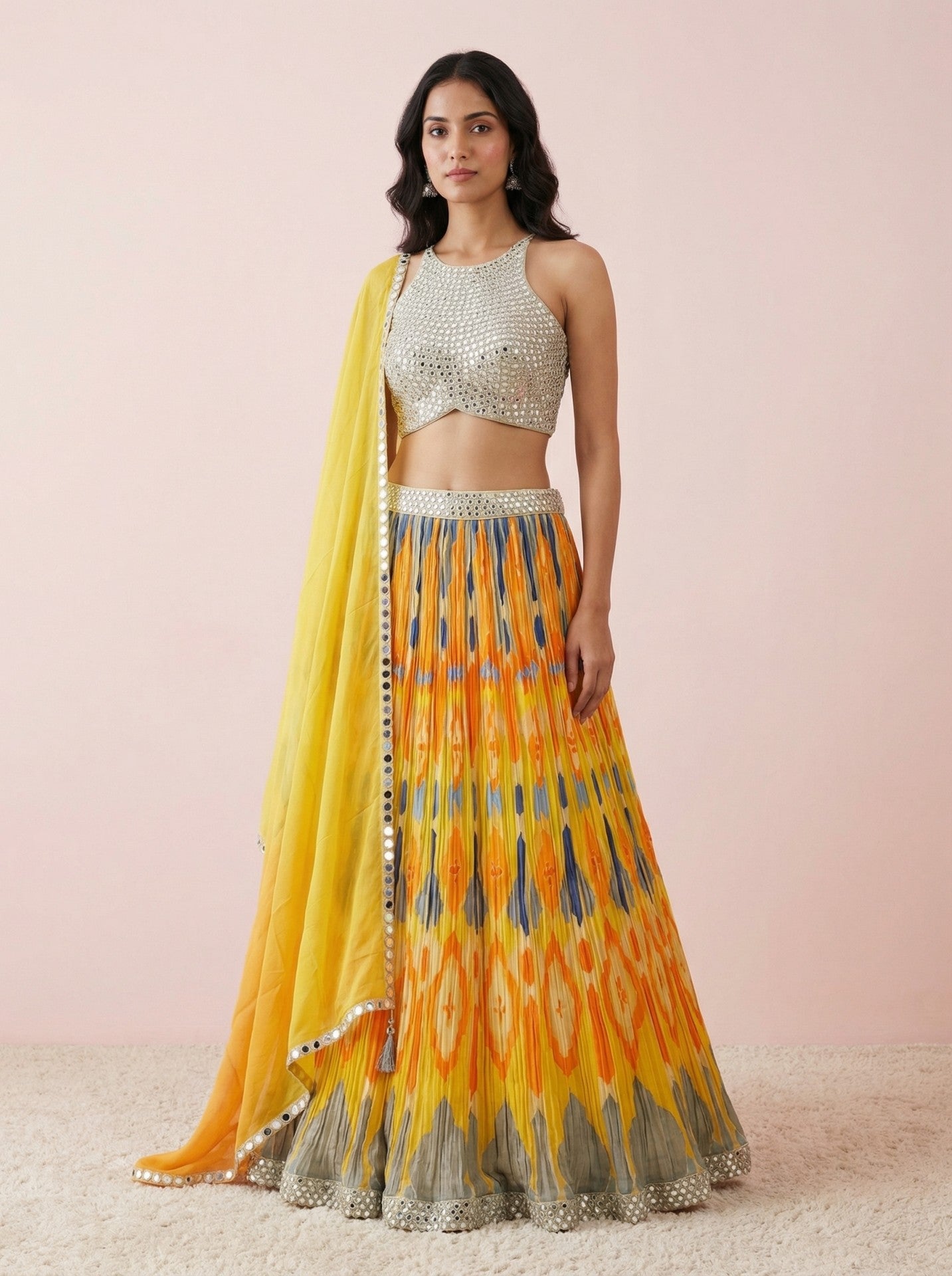 Yellow Digital Print Designer Lehenga