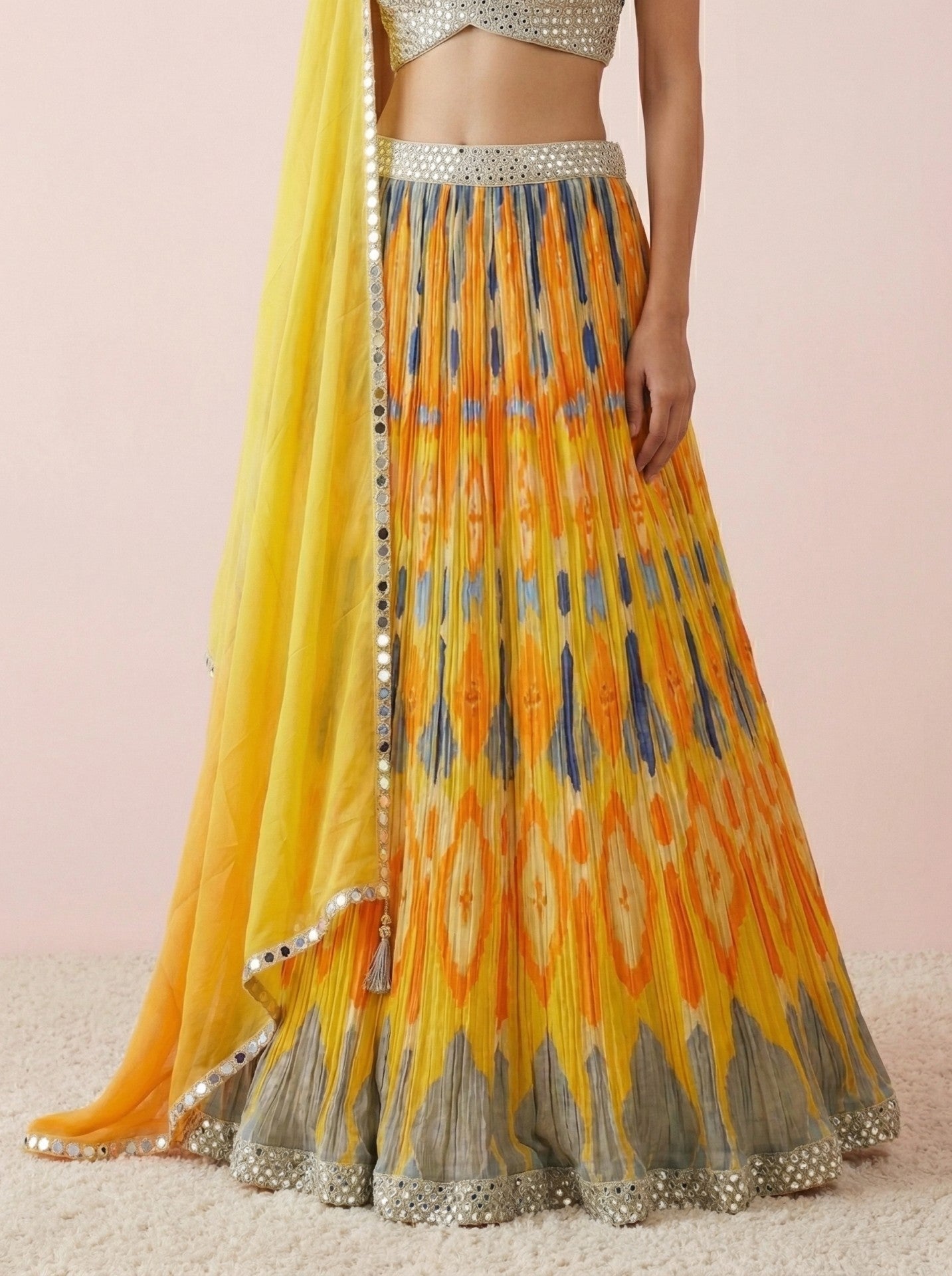 Yellow Digital Print Designer Lehenga
