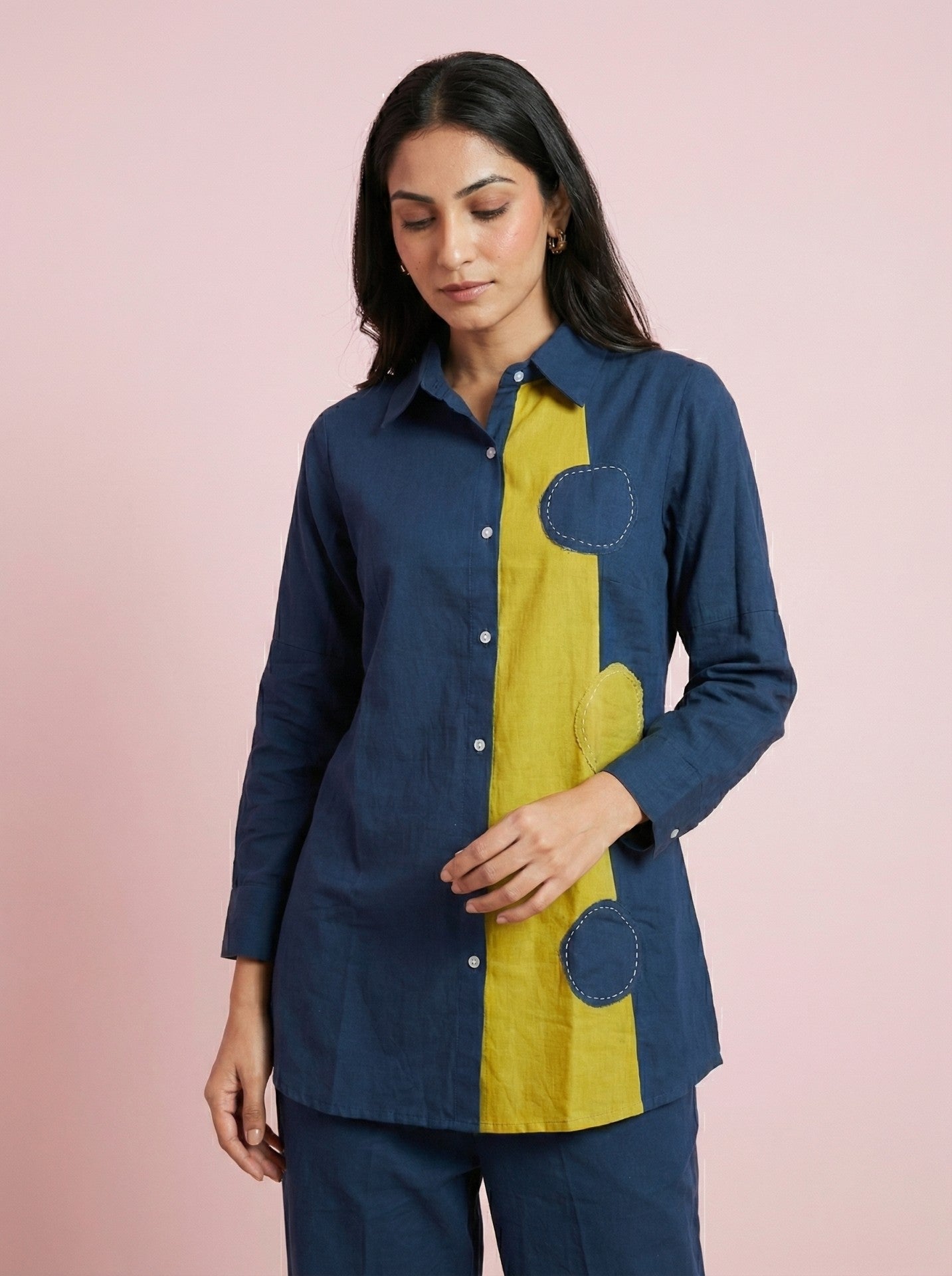 Blue & Yellow Color Block Co-Ord Set