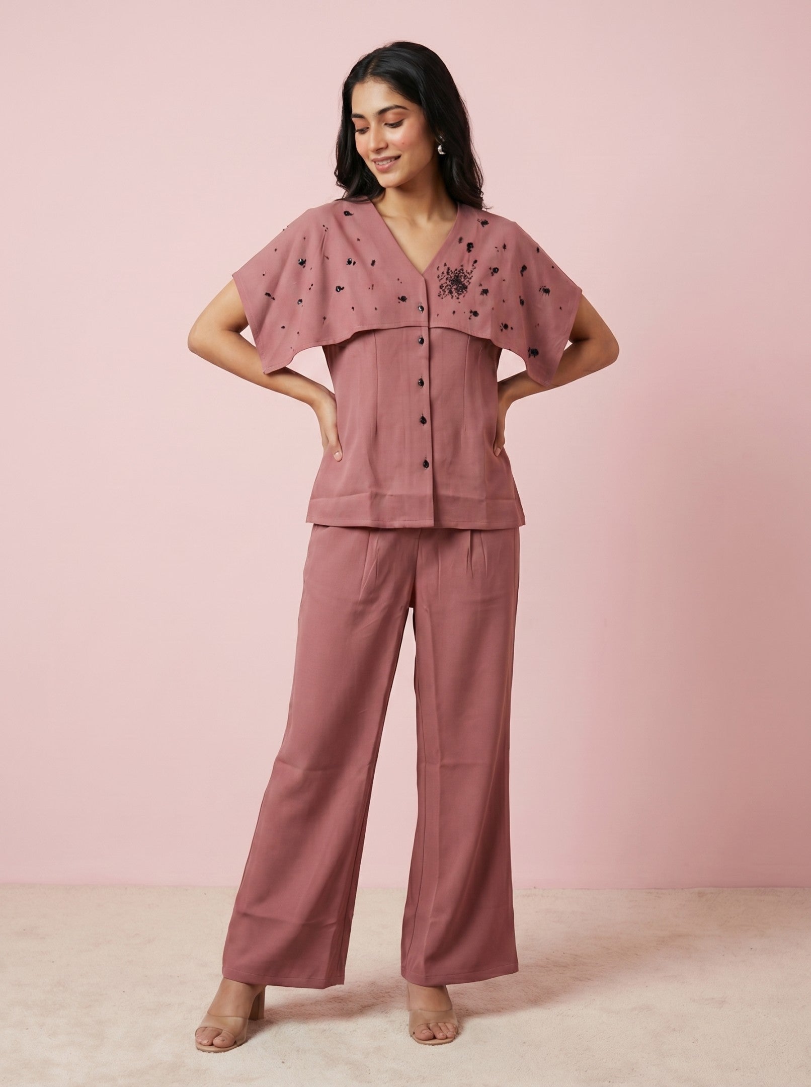 Dark Mauve Cotton Co-Ord Set