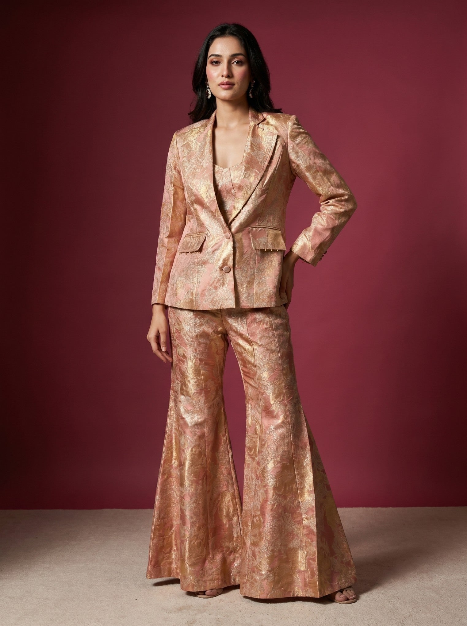 Light Baby Pink Co-Ord Set With Jacket