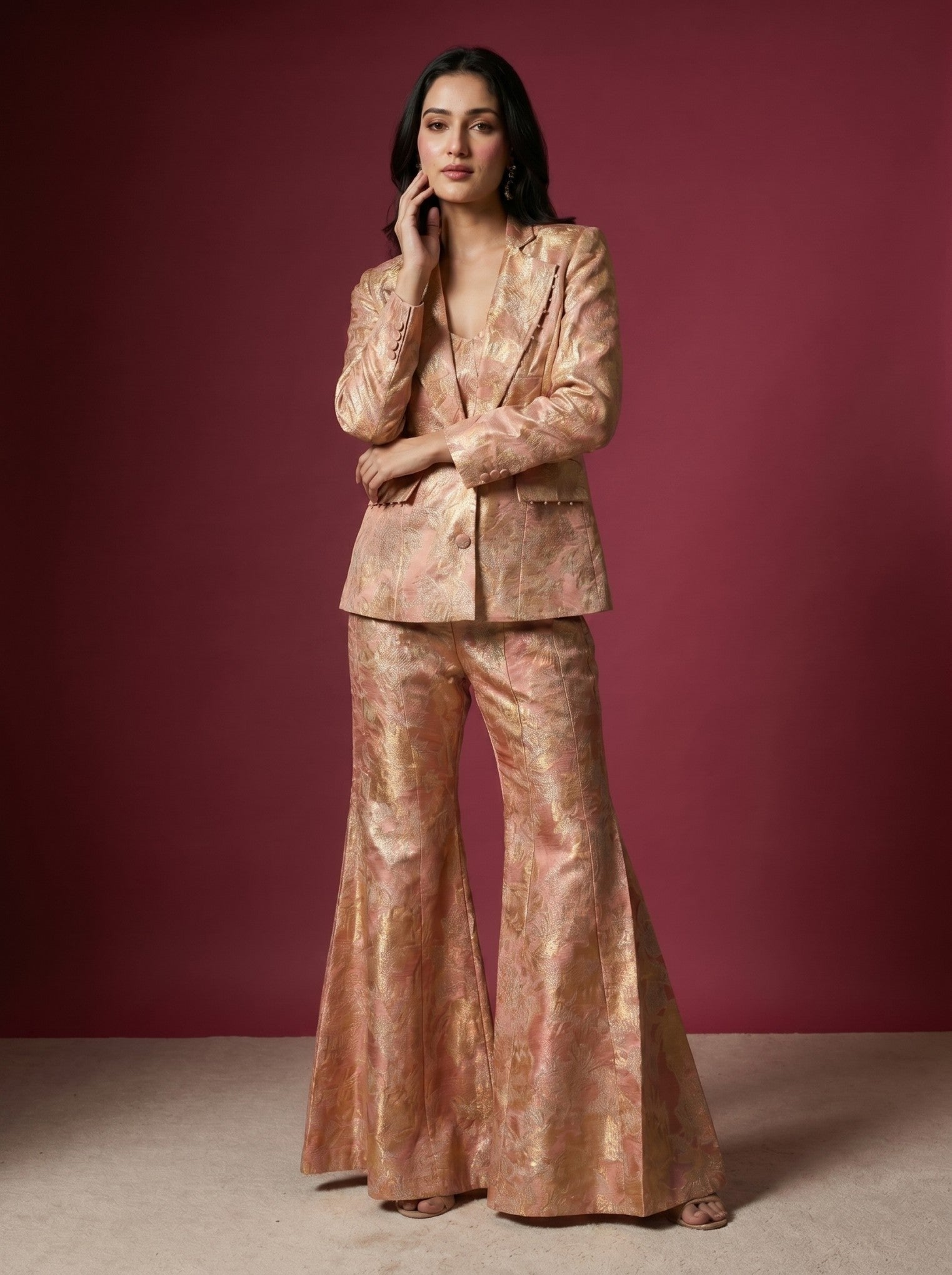 Light Baby Pink Co-Ord Set With Jacket