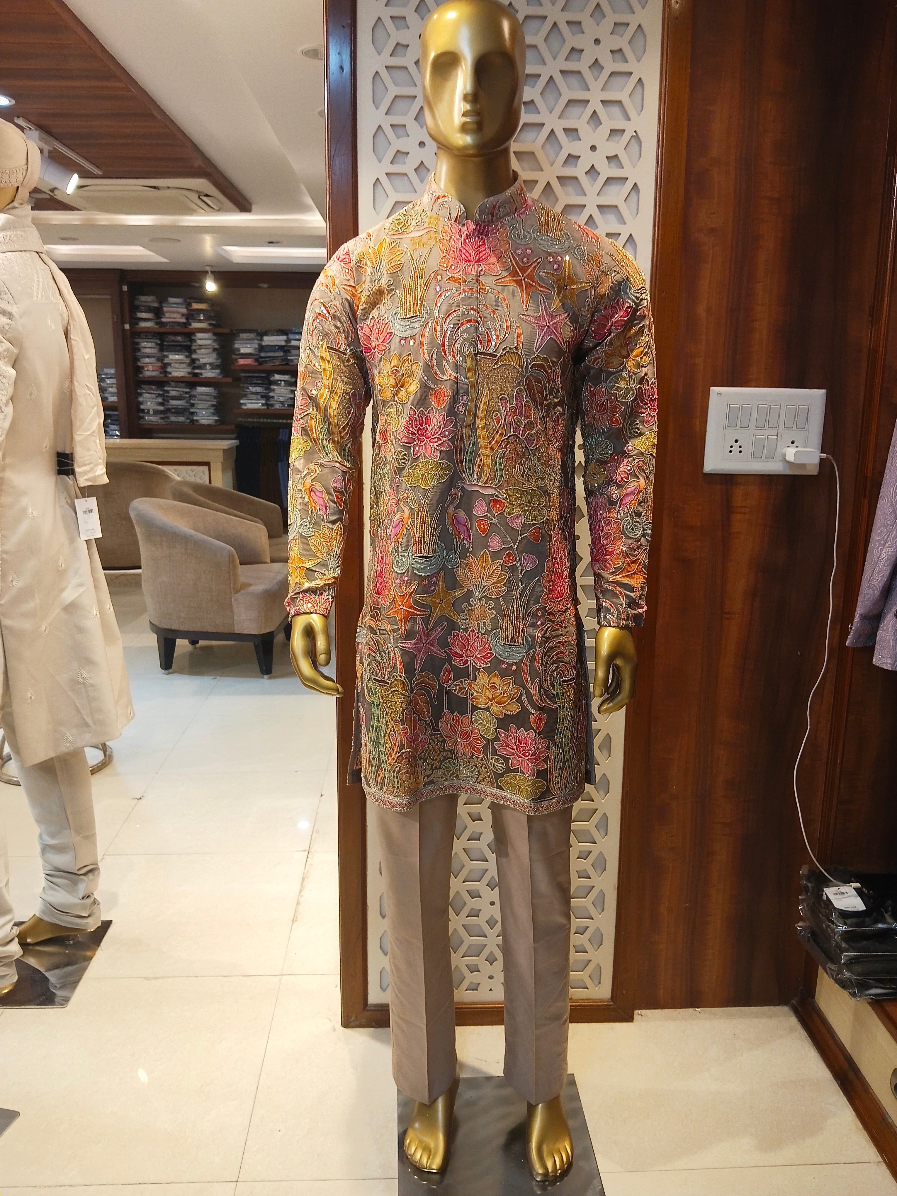 Multi Color Embroidered Kurta Pajama for Men