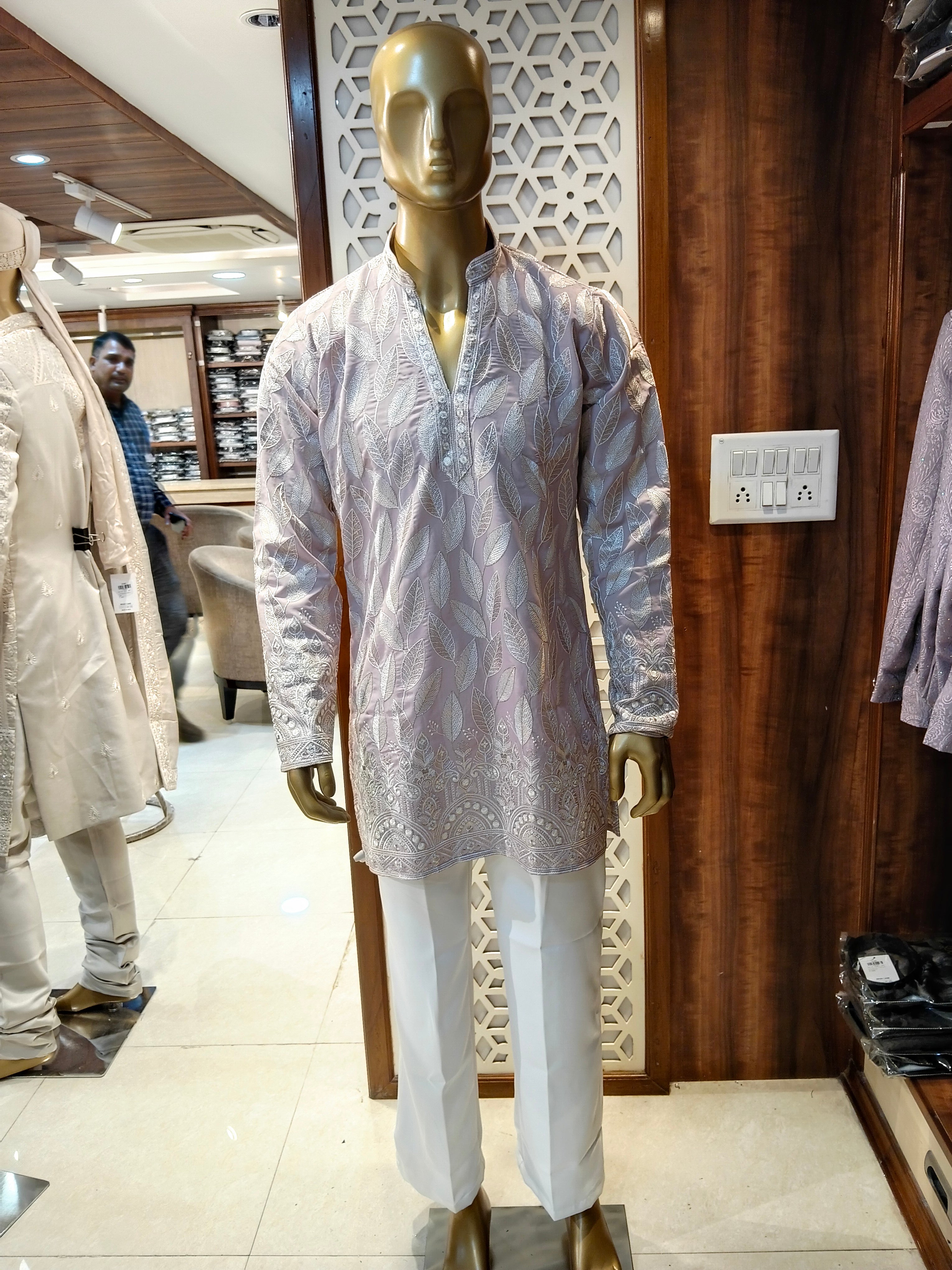 Lilac Embellished  Kurta Pajama for Men