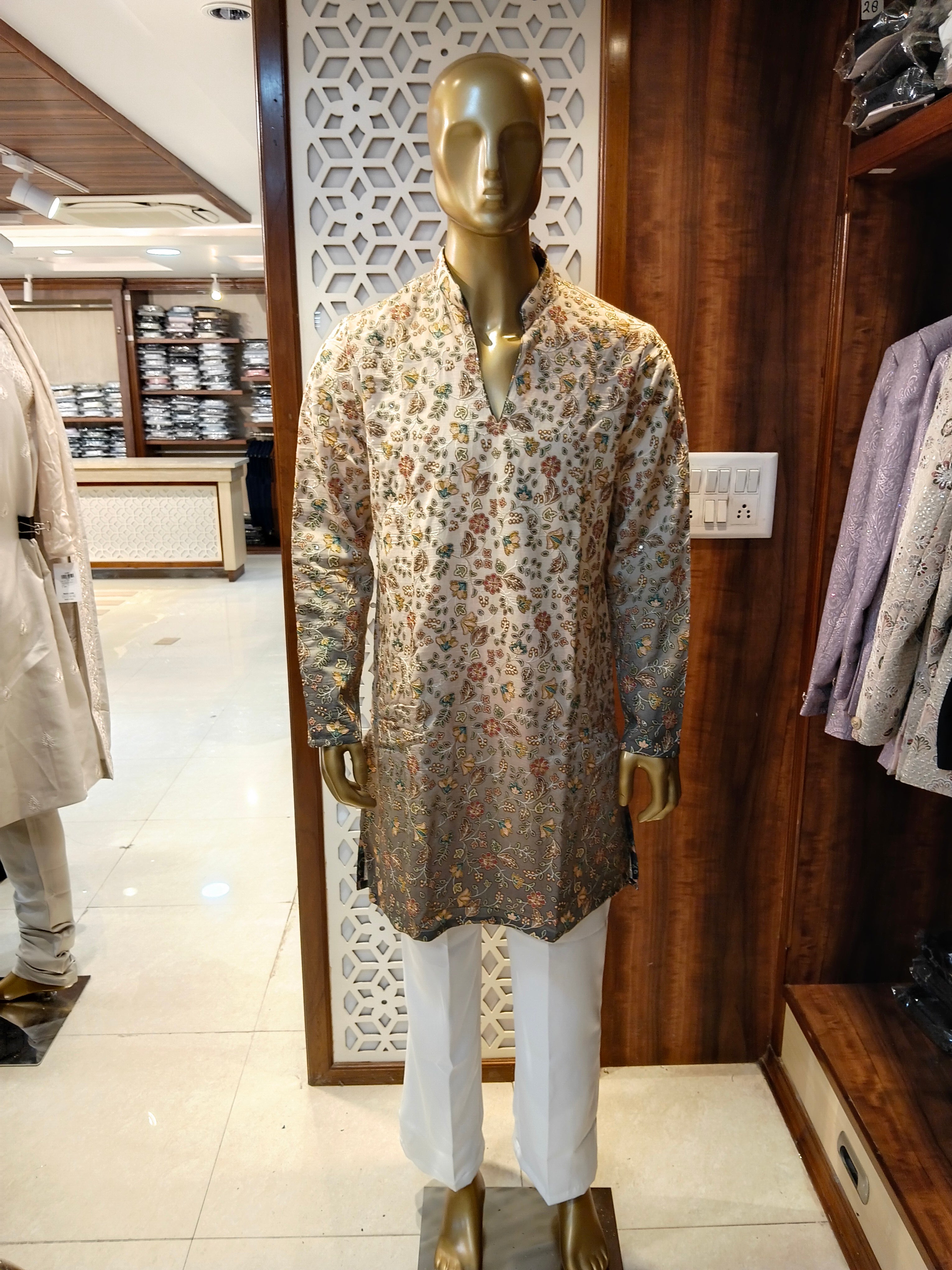 Gold Embroidered  Kurta Pajama for Men