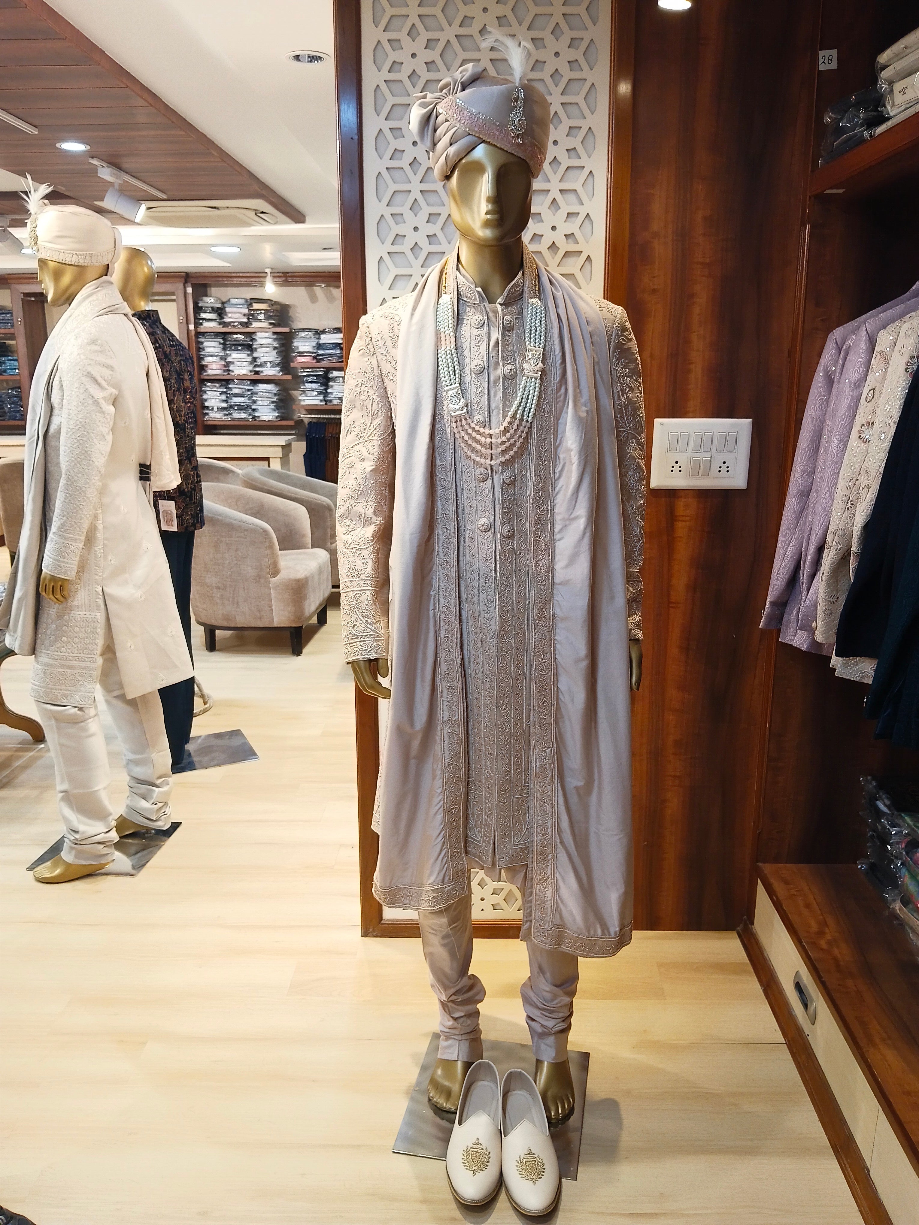 Lilac Embellished Sherwani For Men