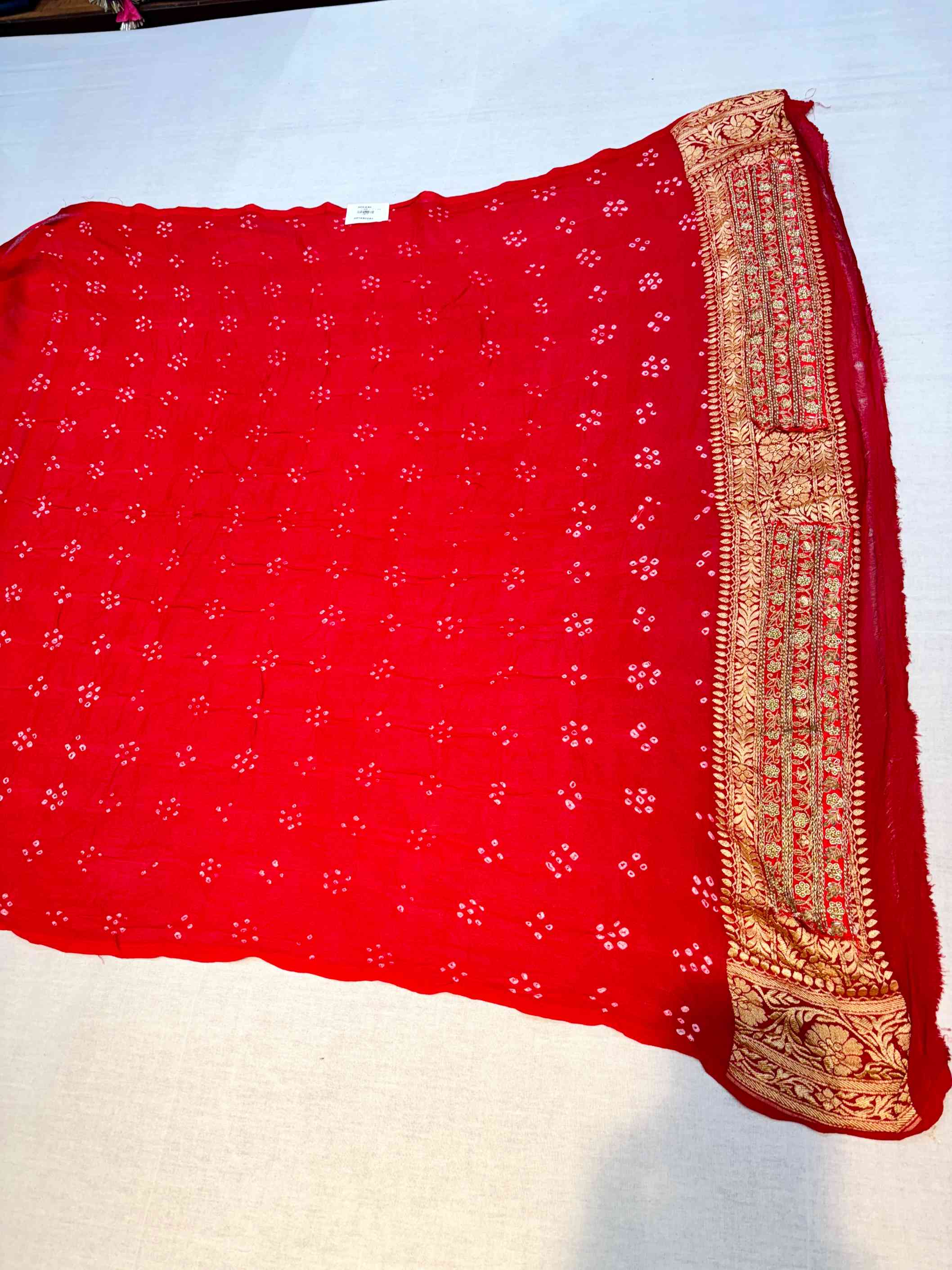 Red Pure Georgette Banarasi Bandhej Saree
