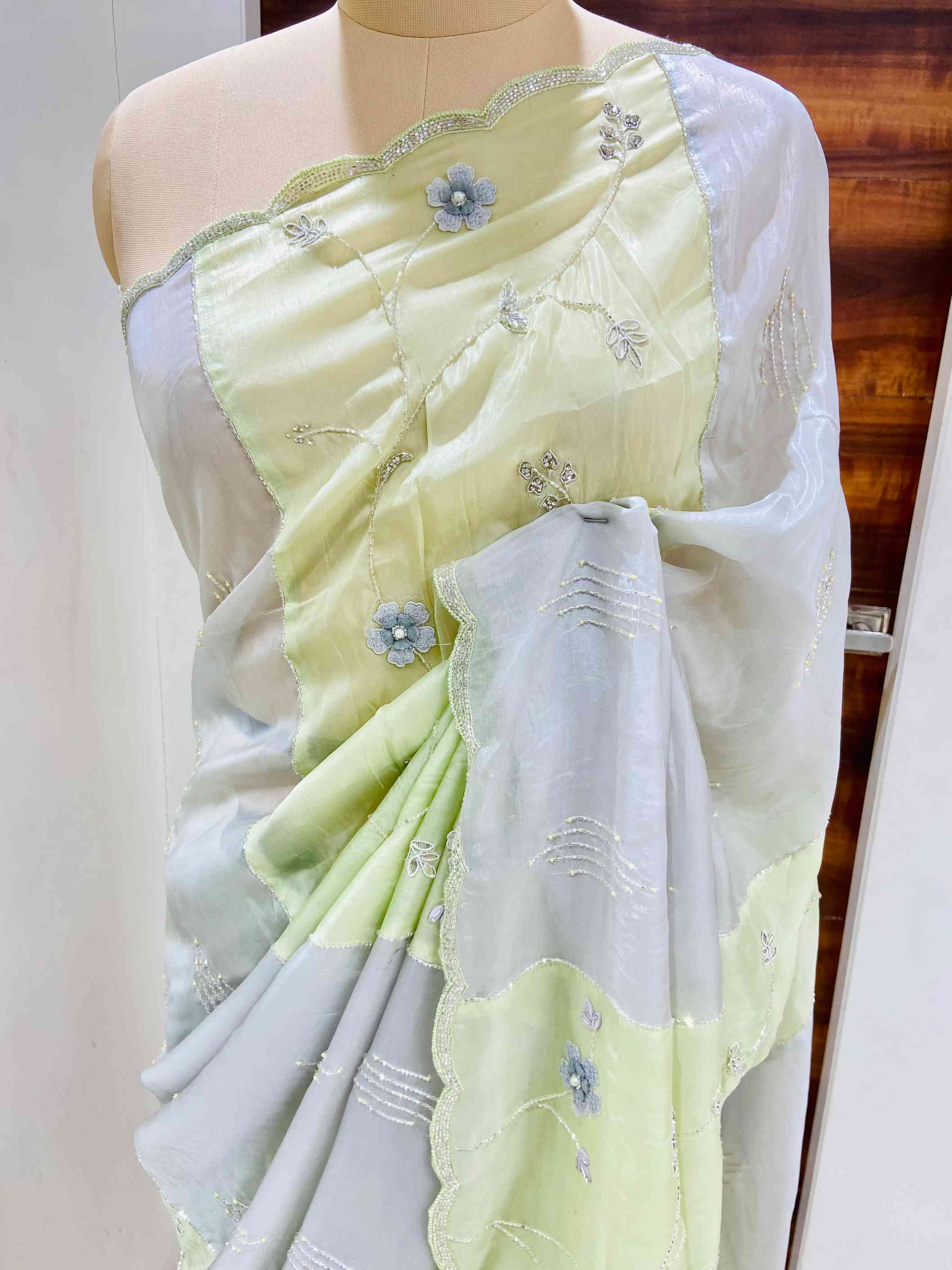 closeup of pure silk saree