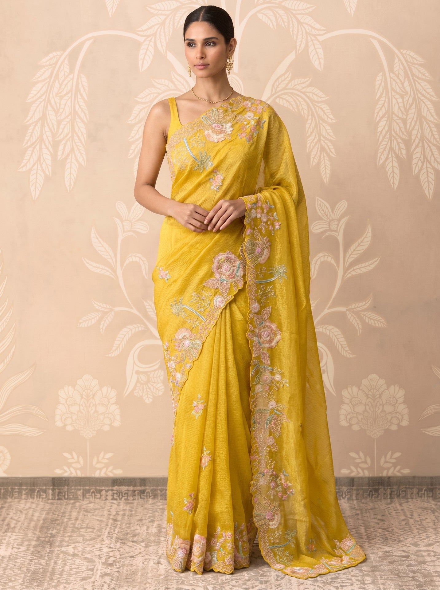 Yellow Tissue Sequence Work Festive & Party Wear Saree