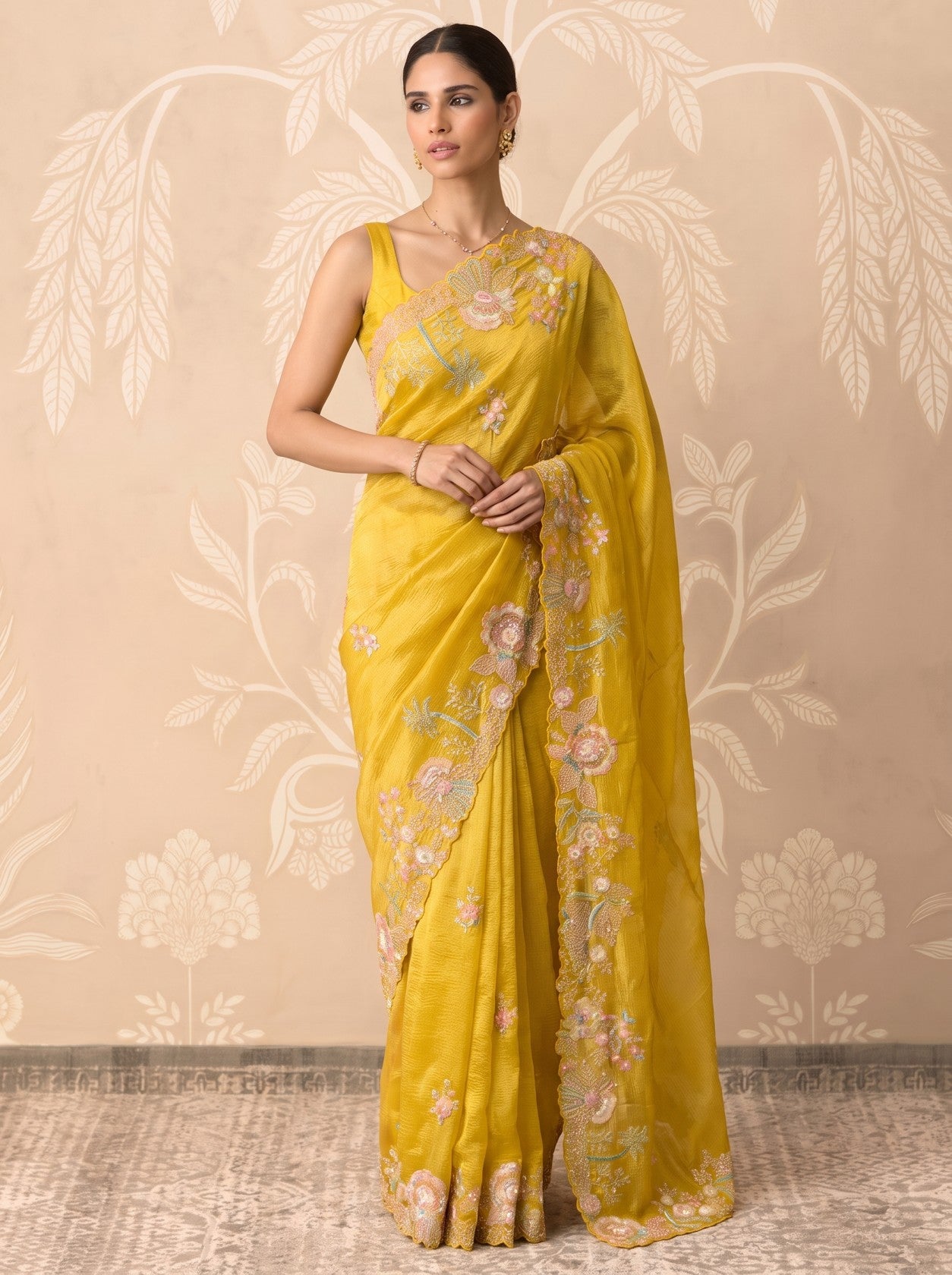 Yellow Tissue Sequence Work Festive & Party Wear Saree