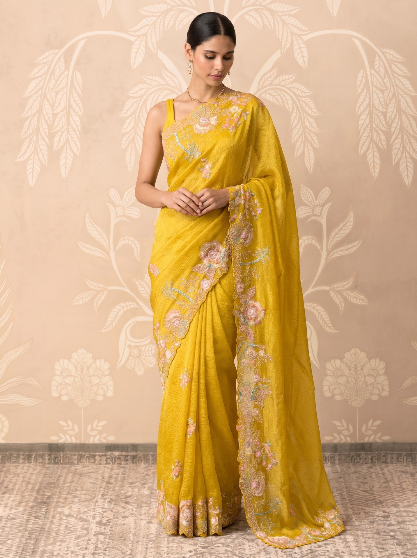 Yellow Tissue Sequence Work Festive & Party Wear Saree