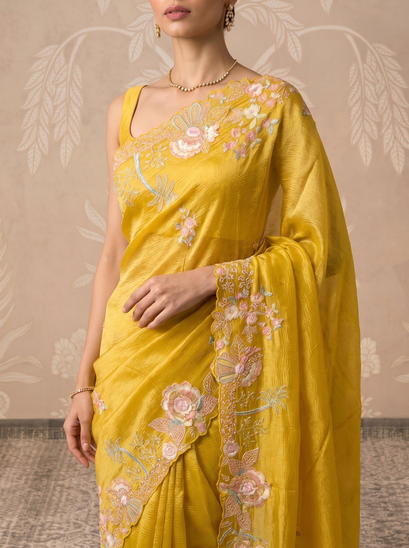 Yellow Tissue Sequence Work Festive & Party Wear Saree