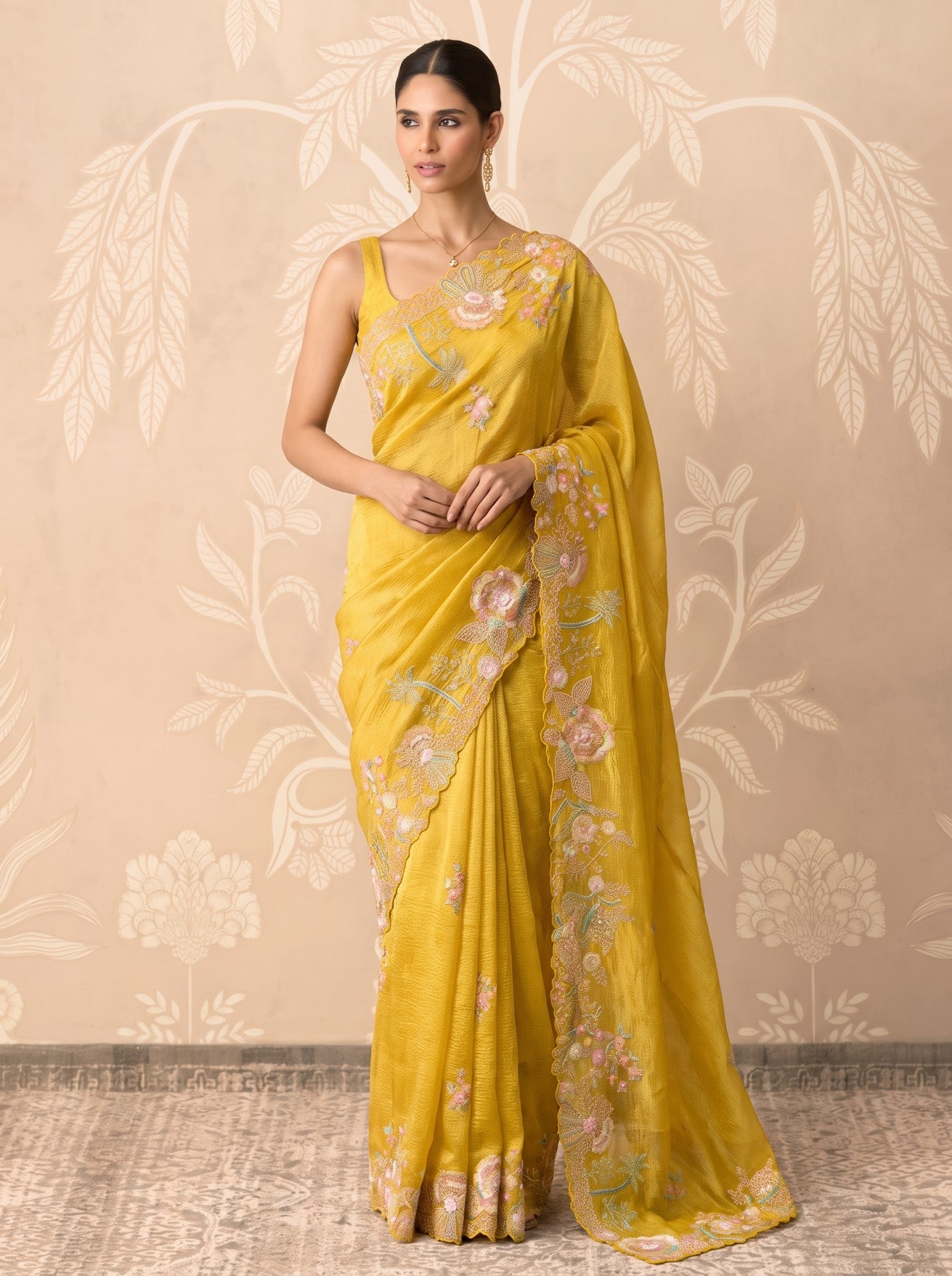 Yellow Tissue Sequence Work Festive & Party Wear Saree