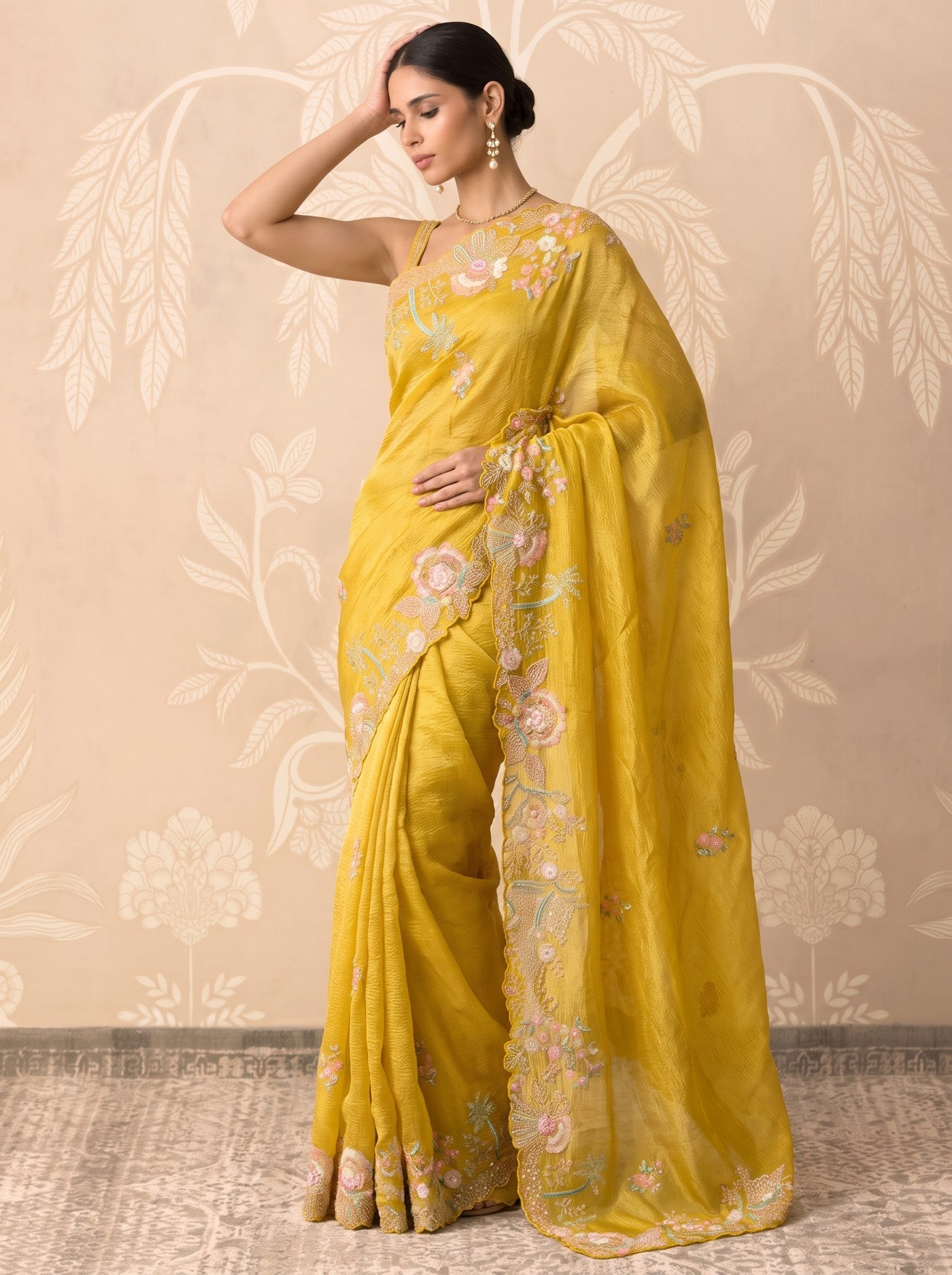 Yellow Tissue Sequence Work Festive & Party Wear Saree