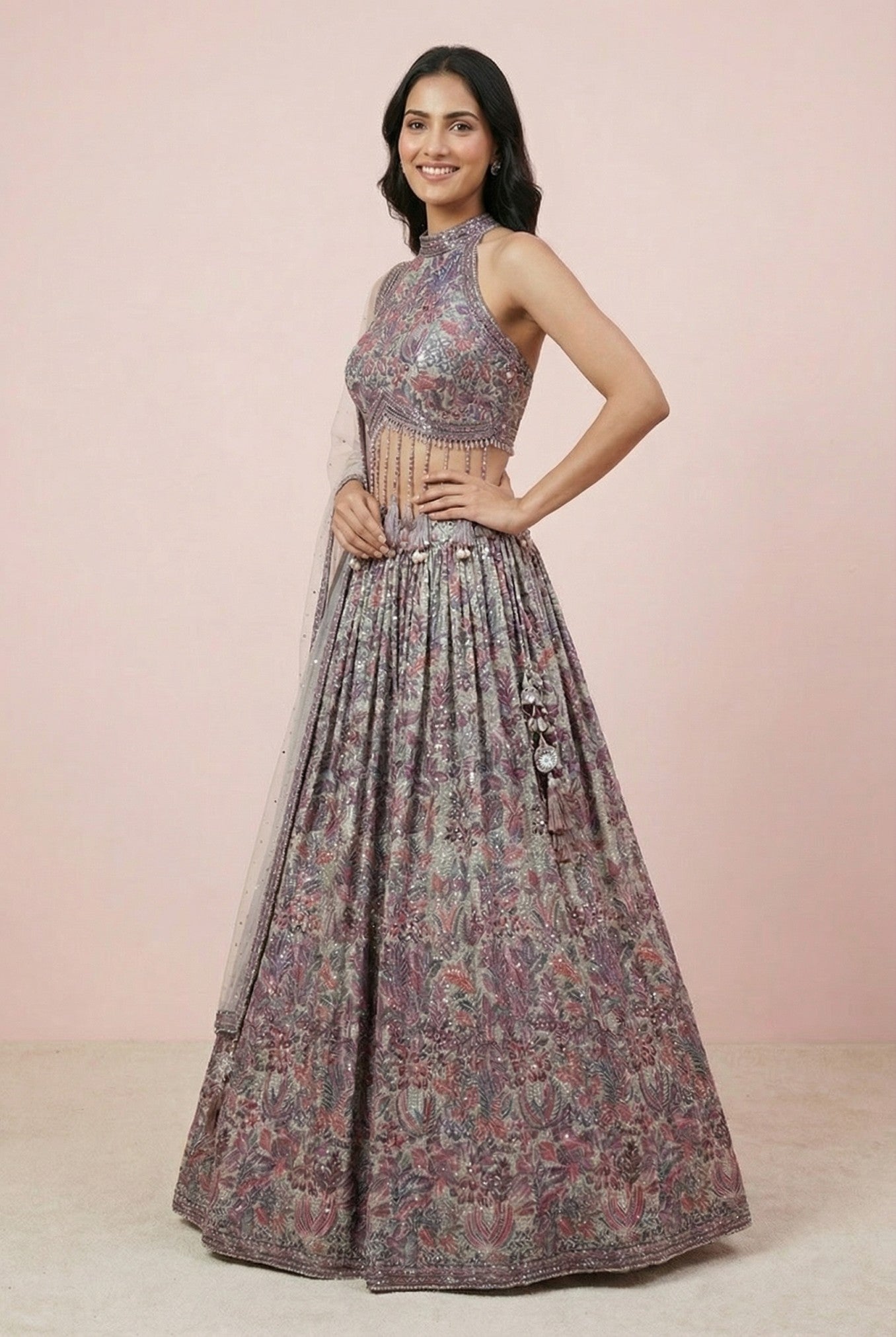 Multicolor Chinnon Festive Lehenga