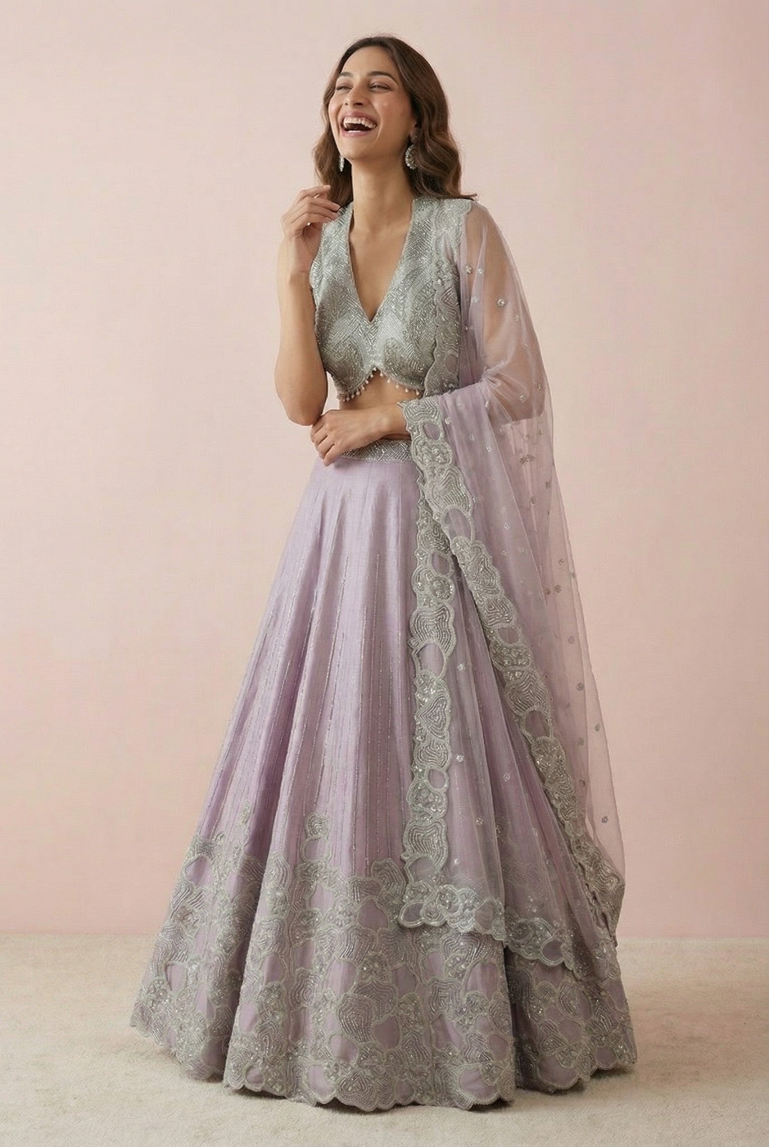 Lilac Designer Embroidered Festive Lehenga