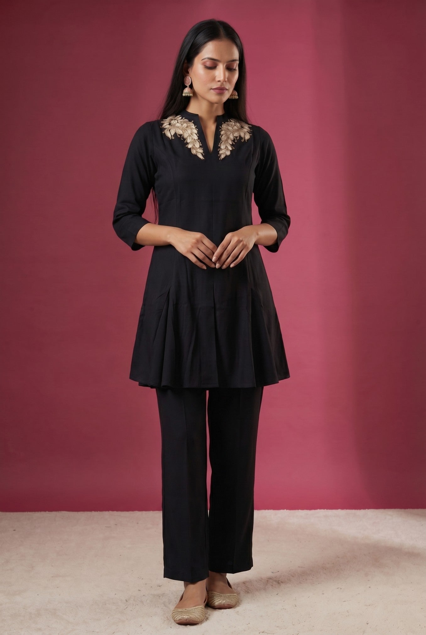 Black Silk Western Co-Ord Set