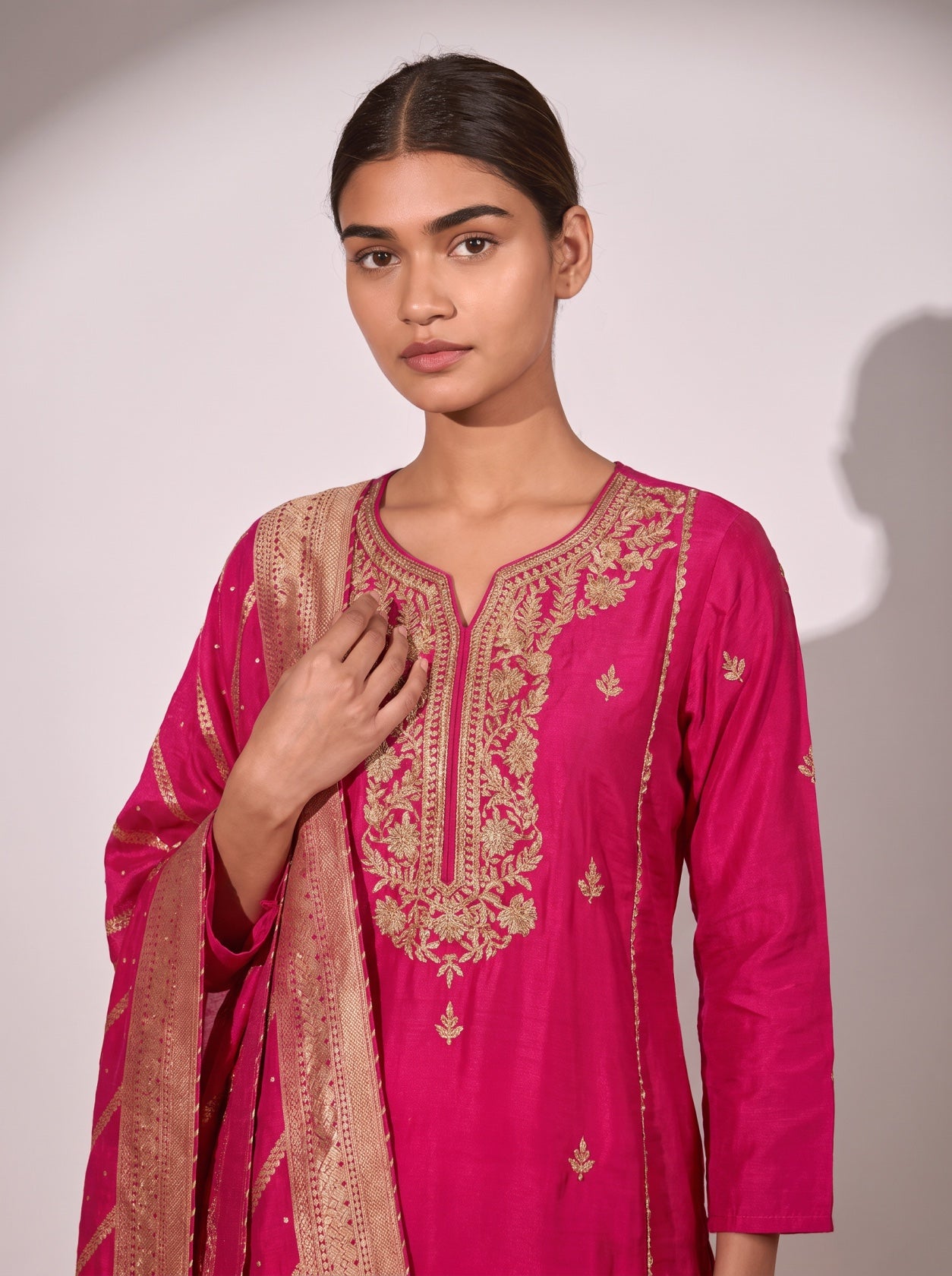 Red Silk Festive Sharara Suit