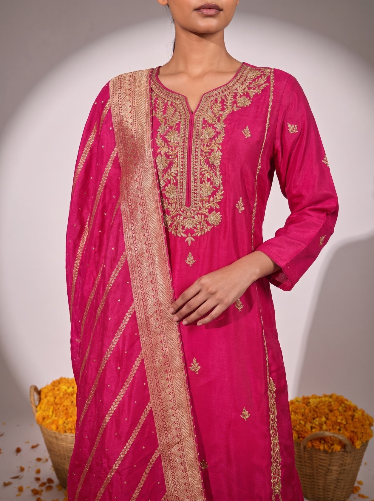 Red Silk Festive Sharara Suit