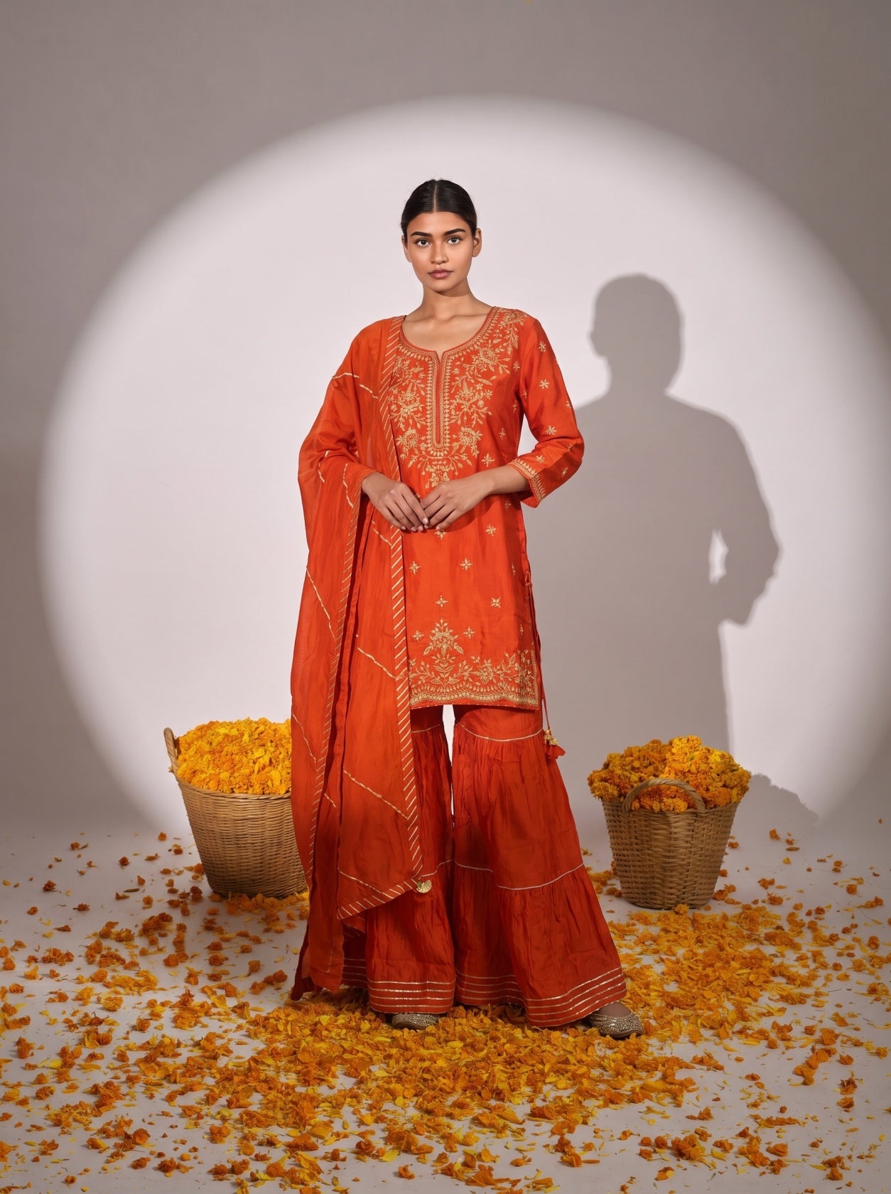 Orange Silk Gotta Work Sharara Suit