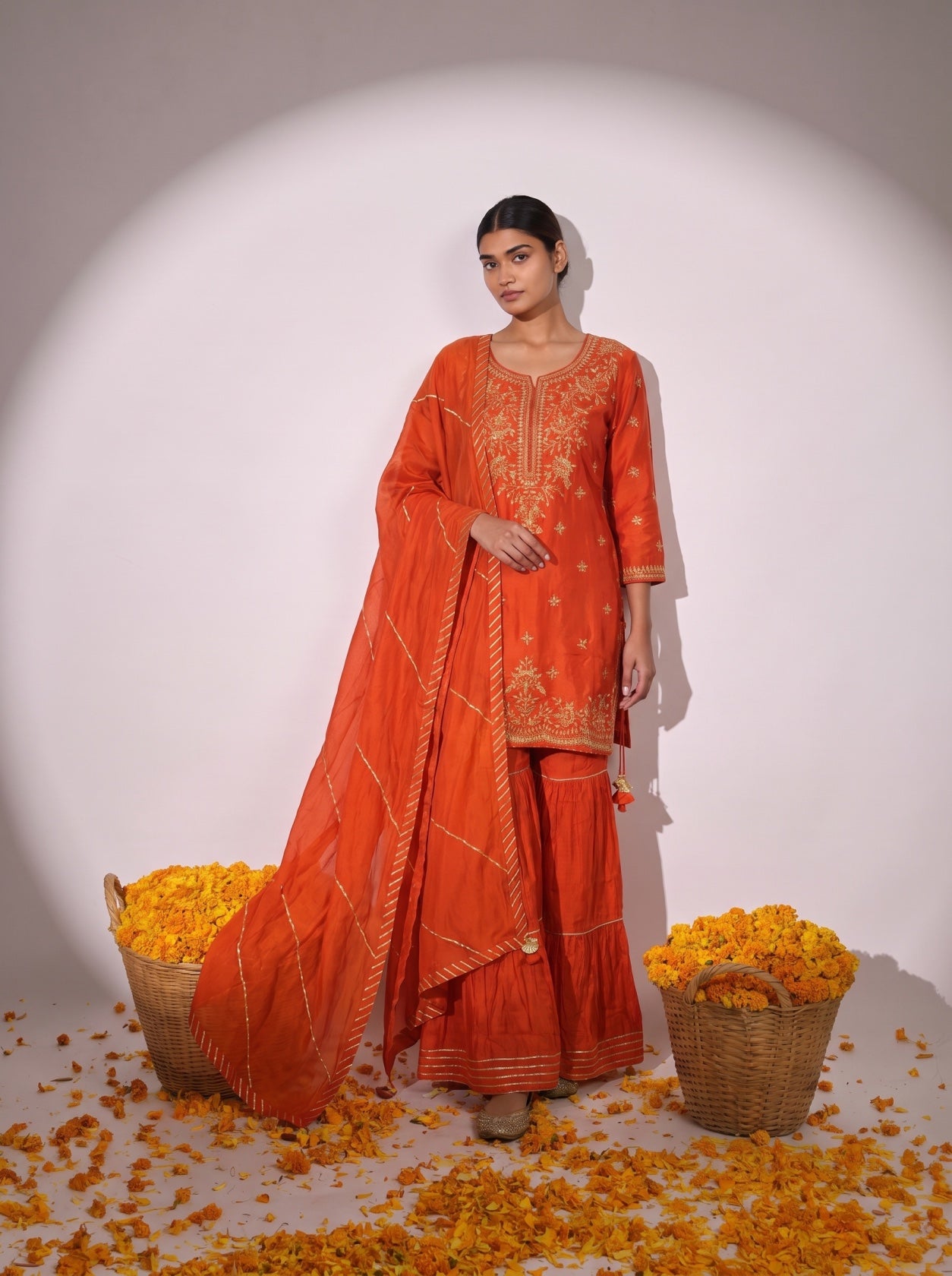 Orange Silk Gotta Work Sharara Suit