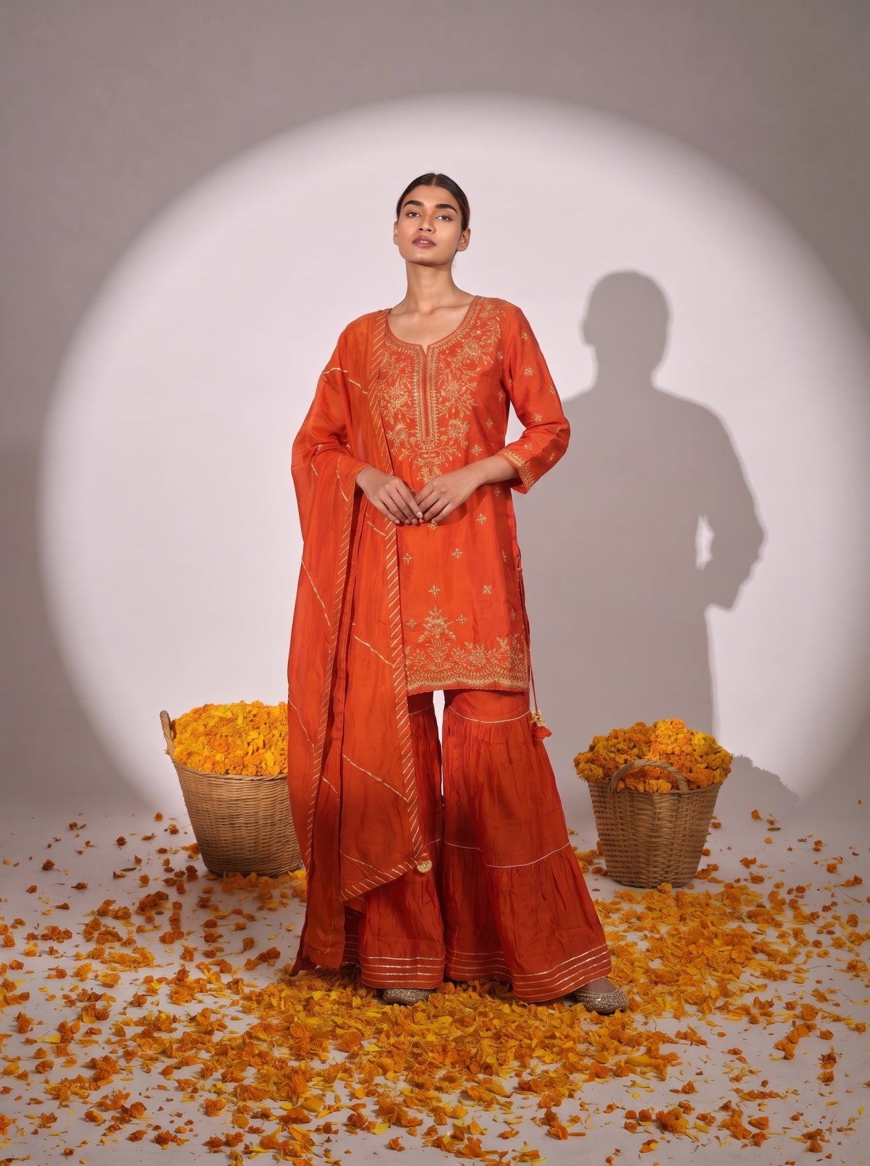 Orange Silk Gotta Work Sharara Suit