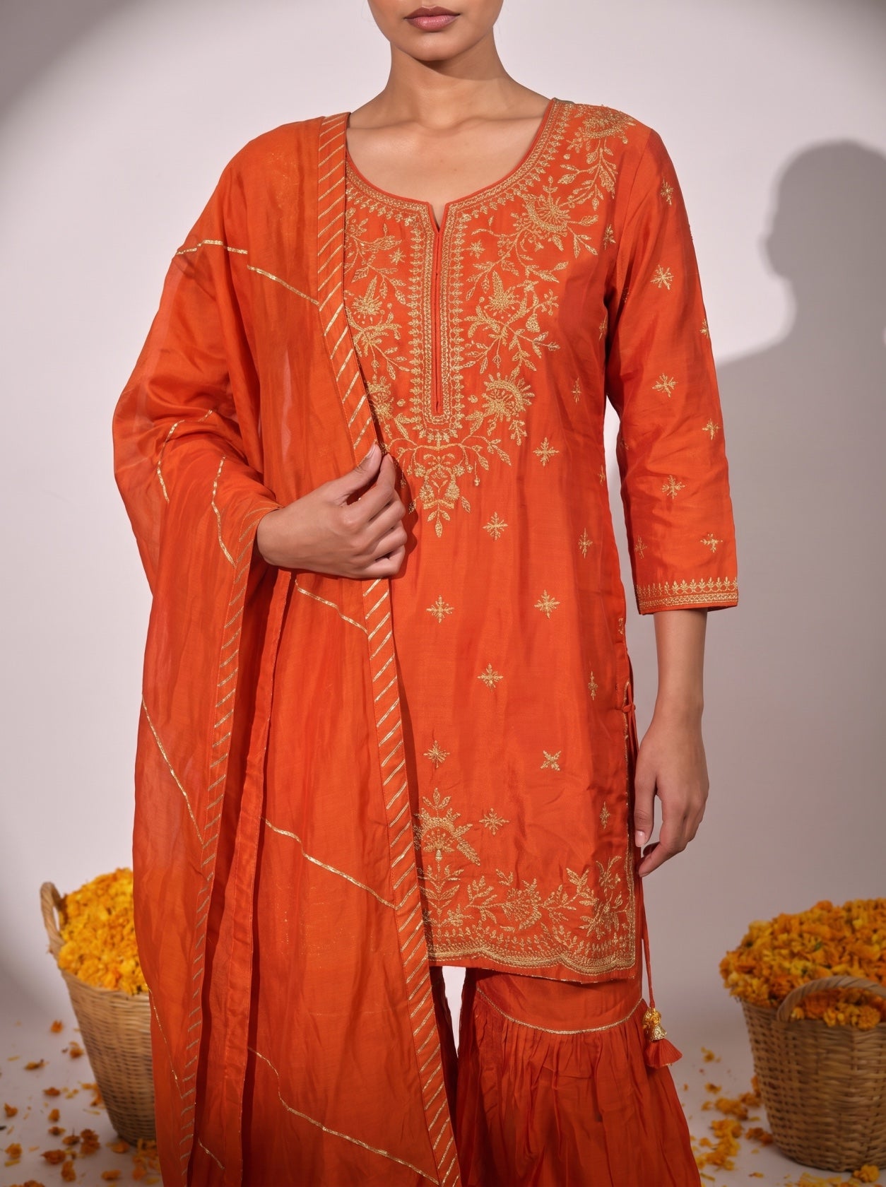 Orange Silk Gotta Work Sharara Suit