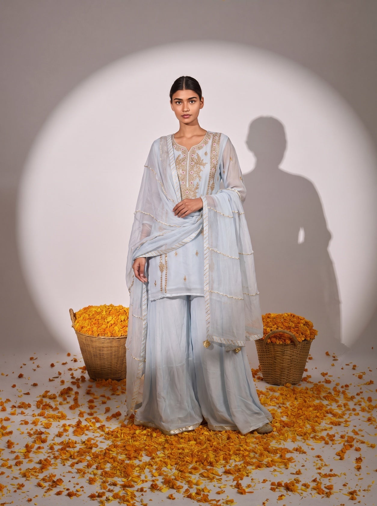 Sky Blue Gotta Work Georgette Sharara Suit