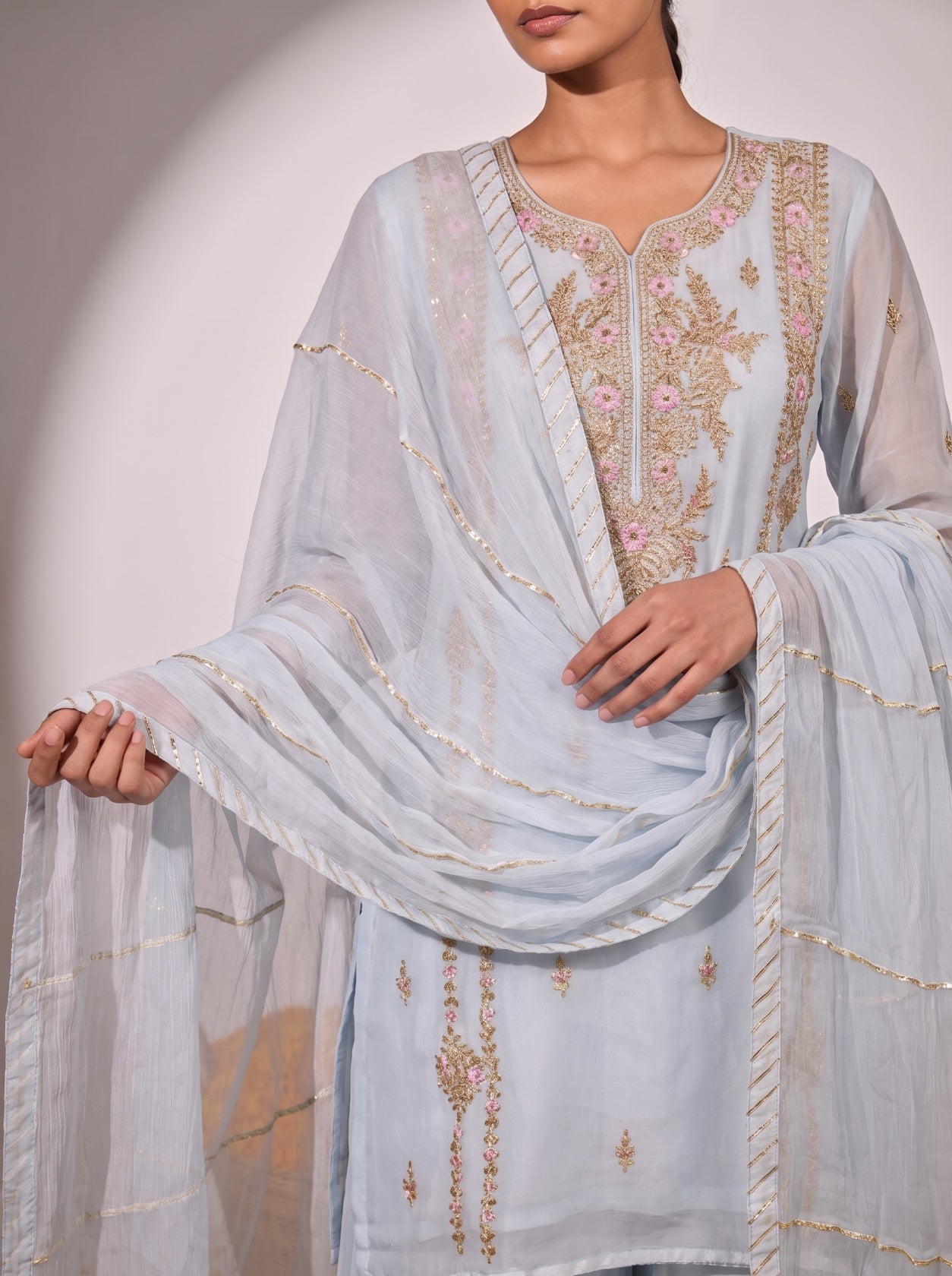 Sky Blue Gotta Work Georgette Sharara Suit