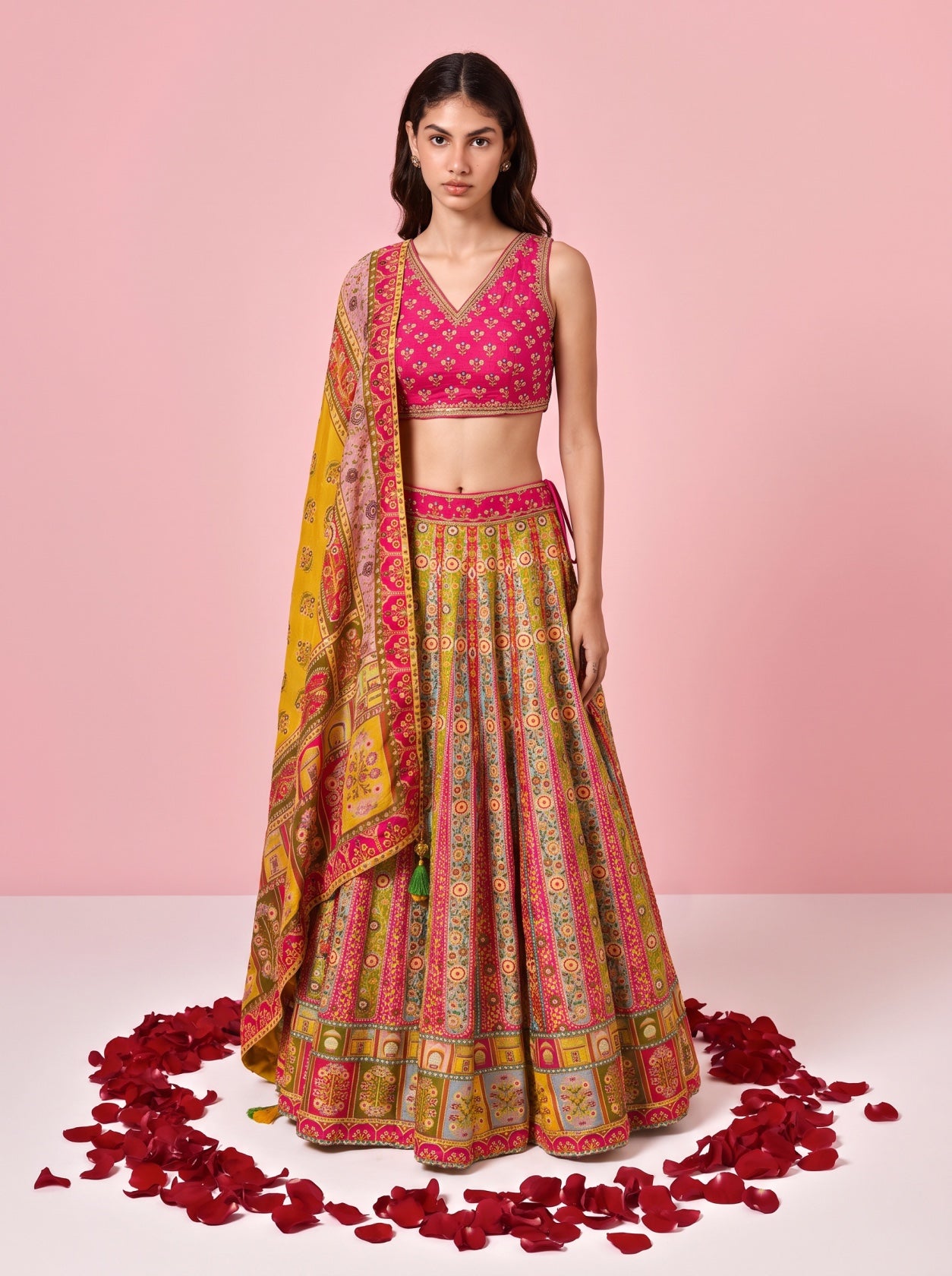 Multicolor Banarasi Silk Festive Lehenga
