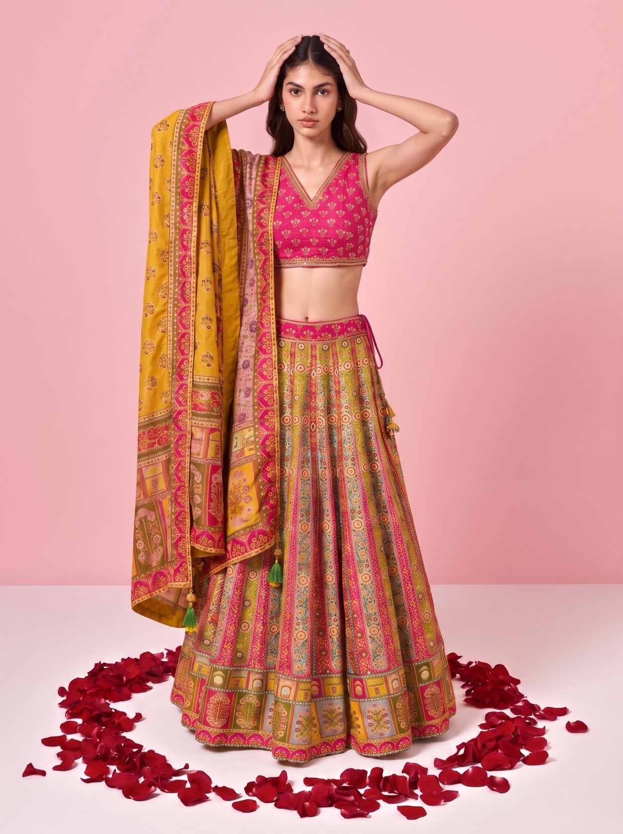 Multicolor Banarasi Silk Festive Lehenga
