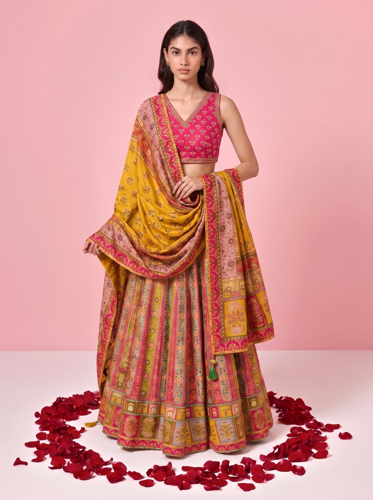 Multicolor Banarasi Silk Festive Lehenga