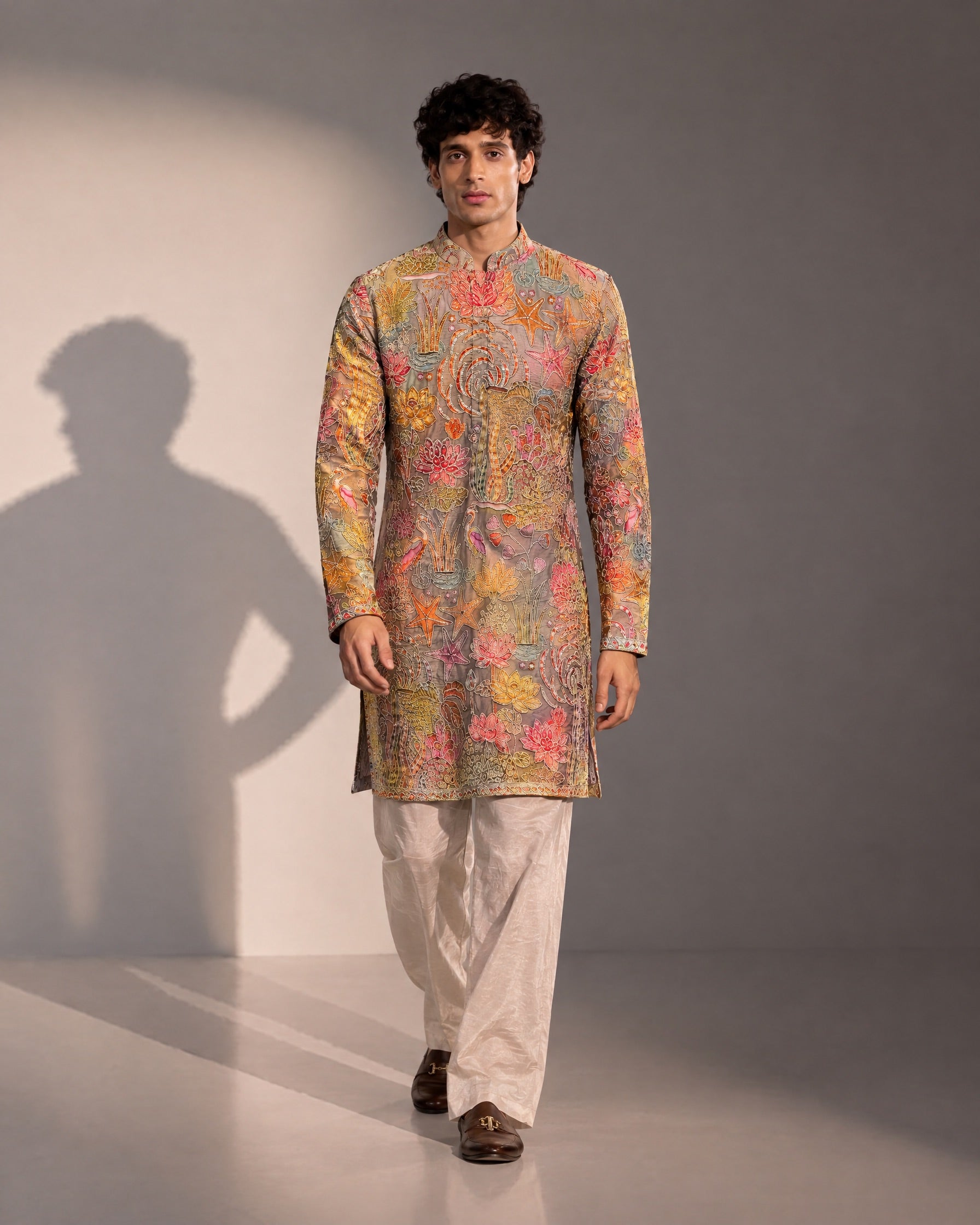Multi Color Embroidered Kurta Pajama for Men