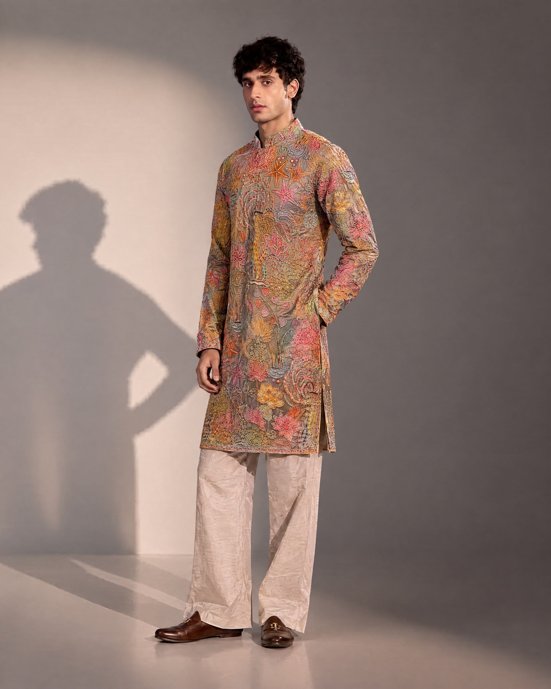 Multi Color Embroidered Kurta Pajama for Men