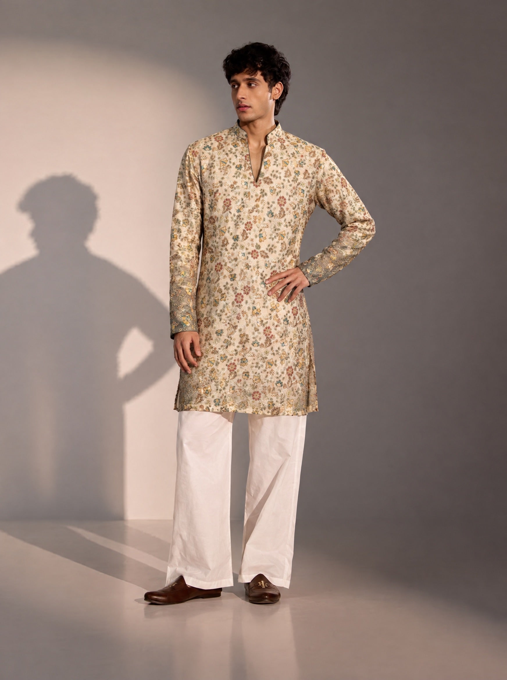 Gold Embroidered  Kurta Pajama for Men