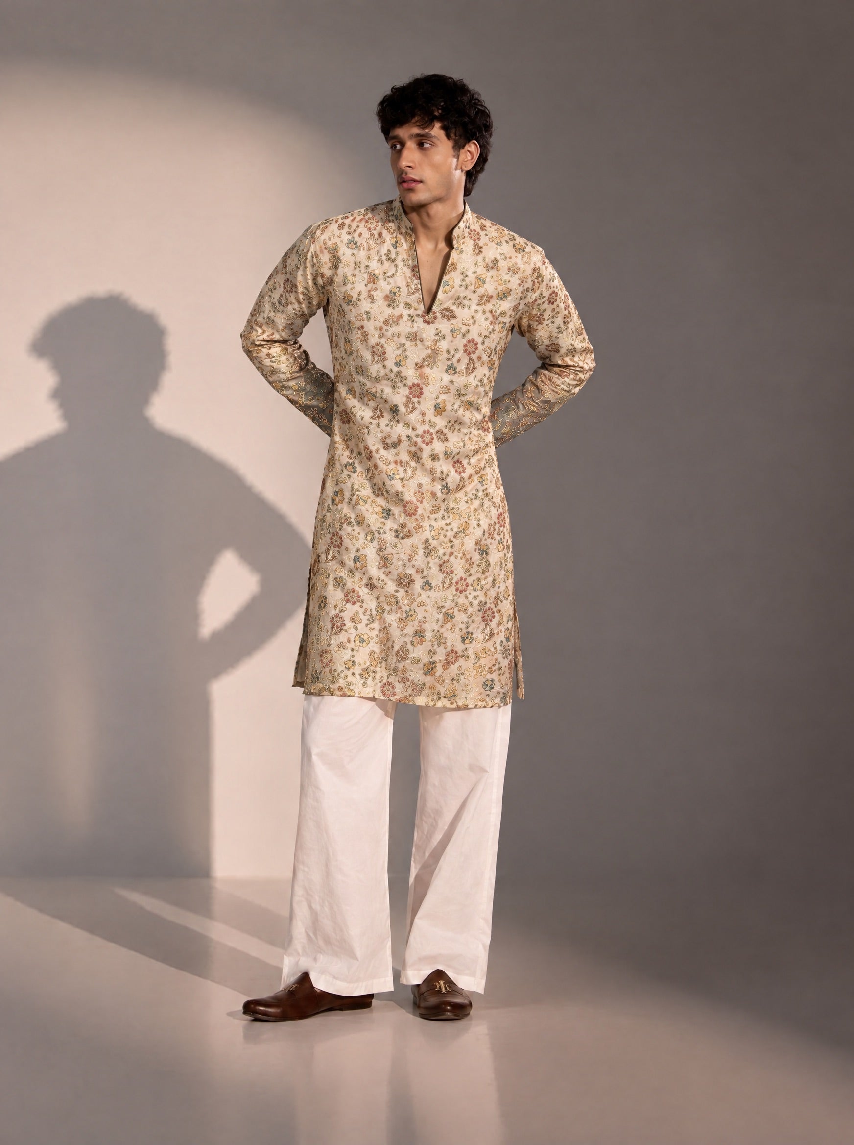 Gold Embroidered  Kurta Pajama for Men