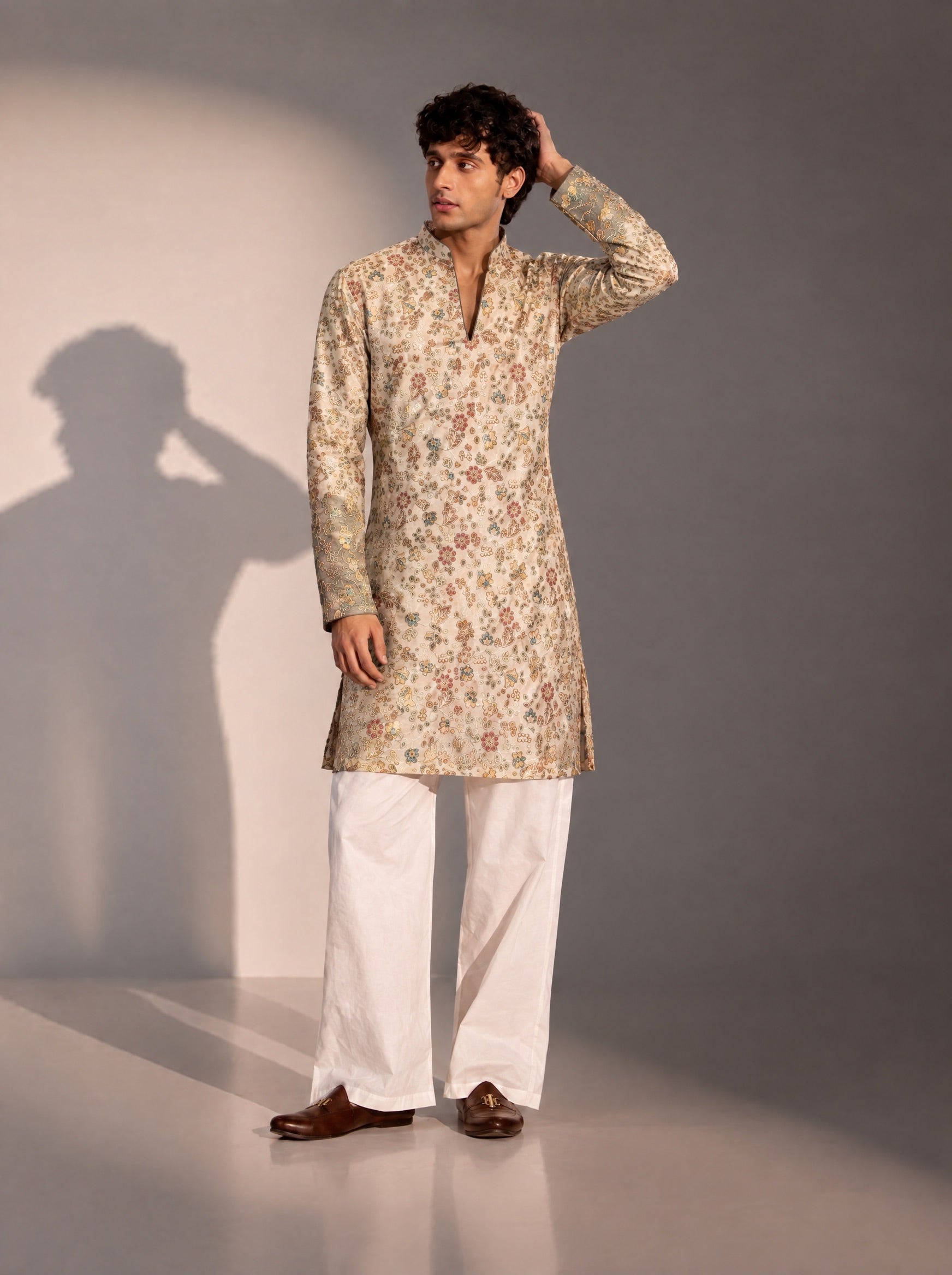 Gold Embroidered  Kurta Pajama for Men