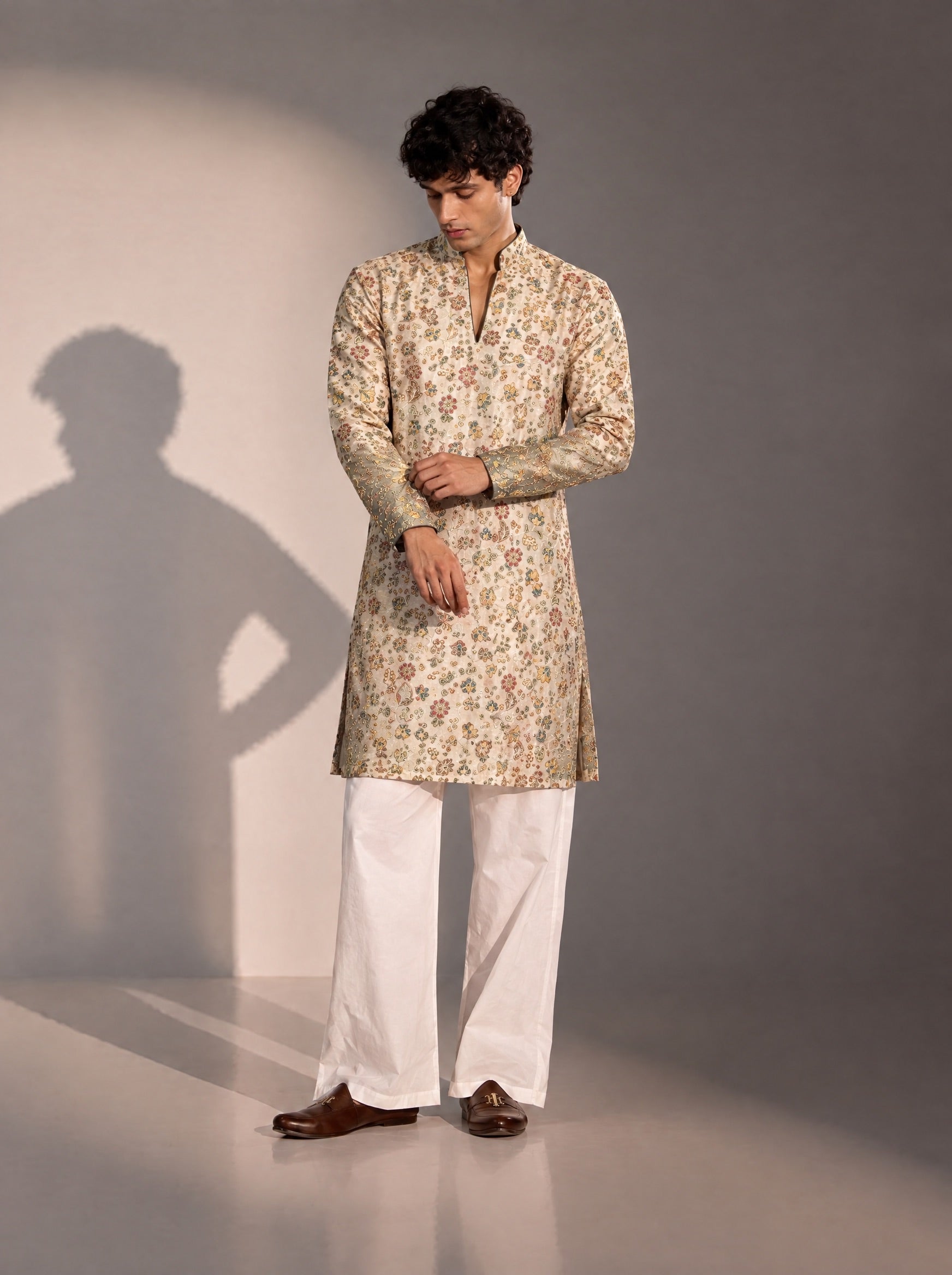 Gold Embroidered  Kurta Pajama for Men