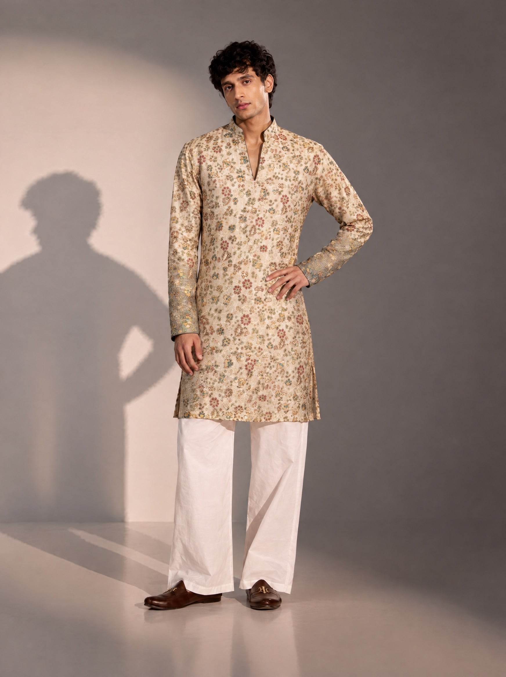 Gold Embroidered  Kurta Pajama for Men