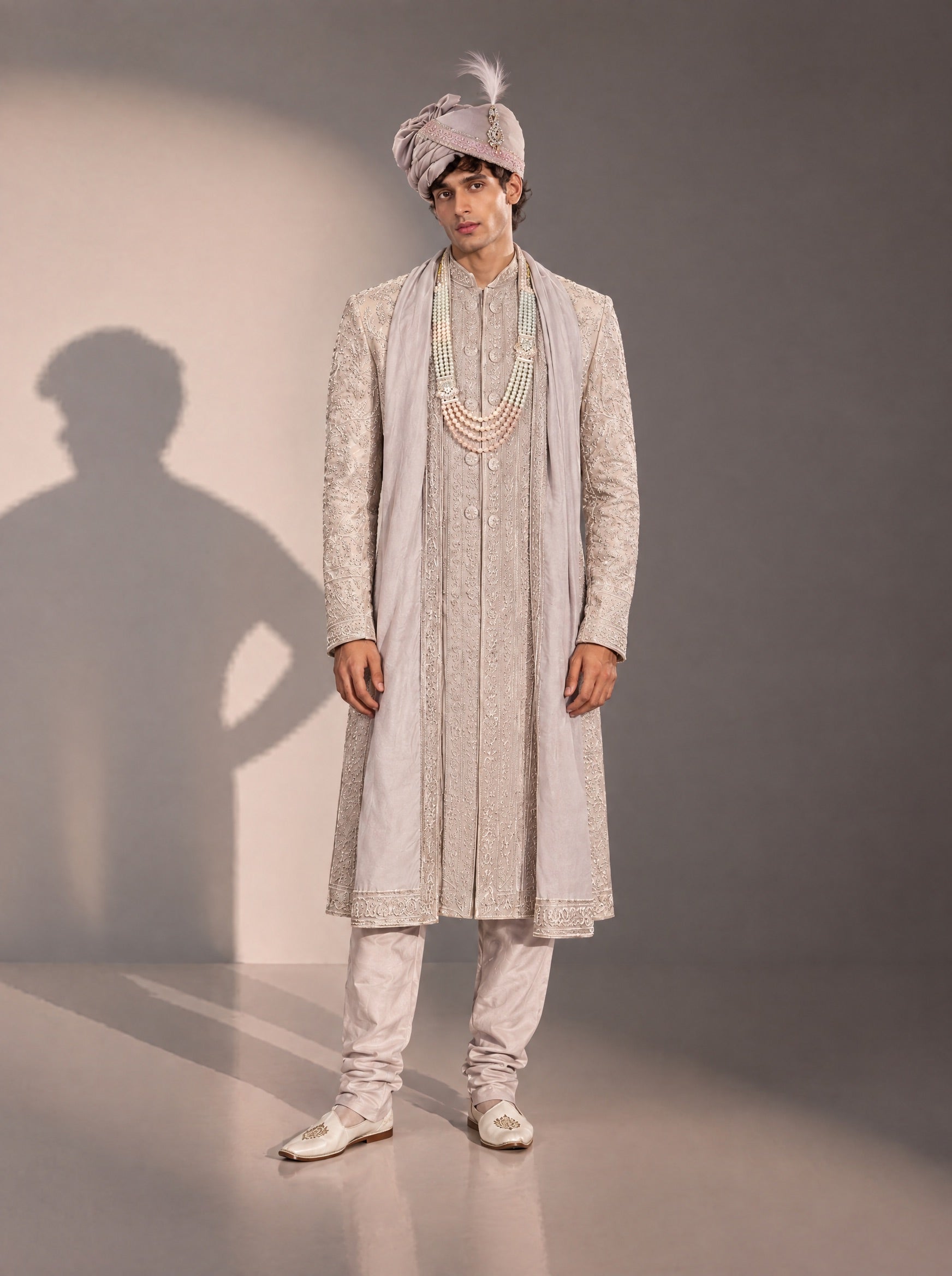 Lilac Embellished Sherwani For Men