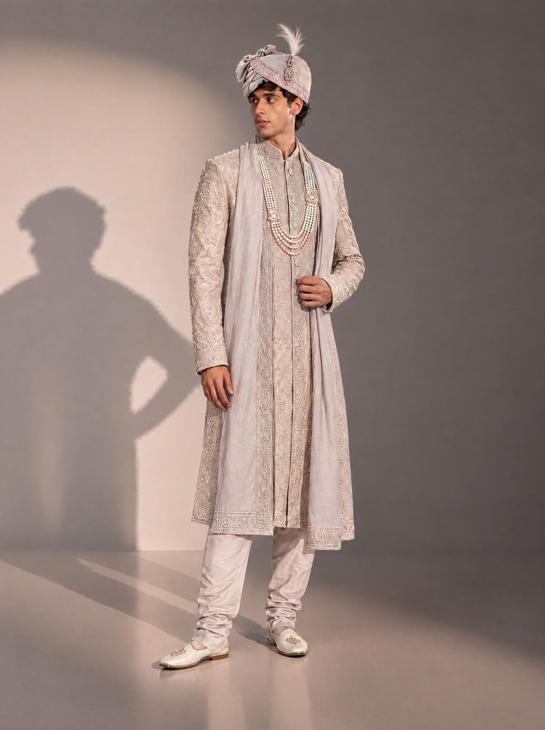 Lilac Embellished Sherwani For Men