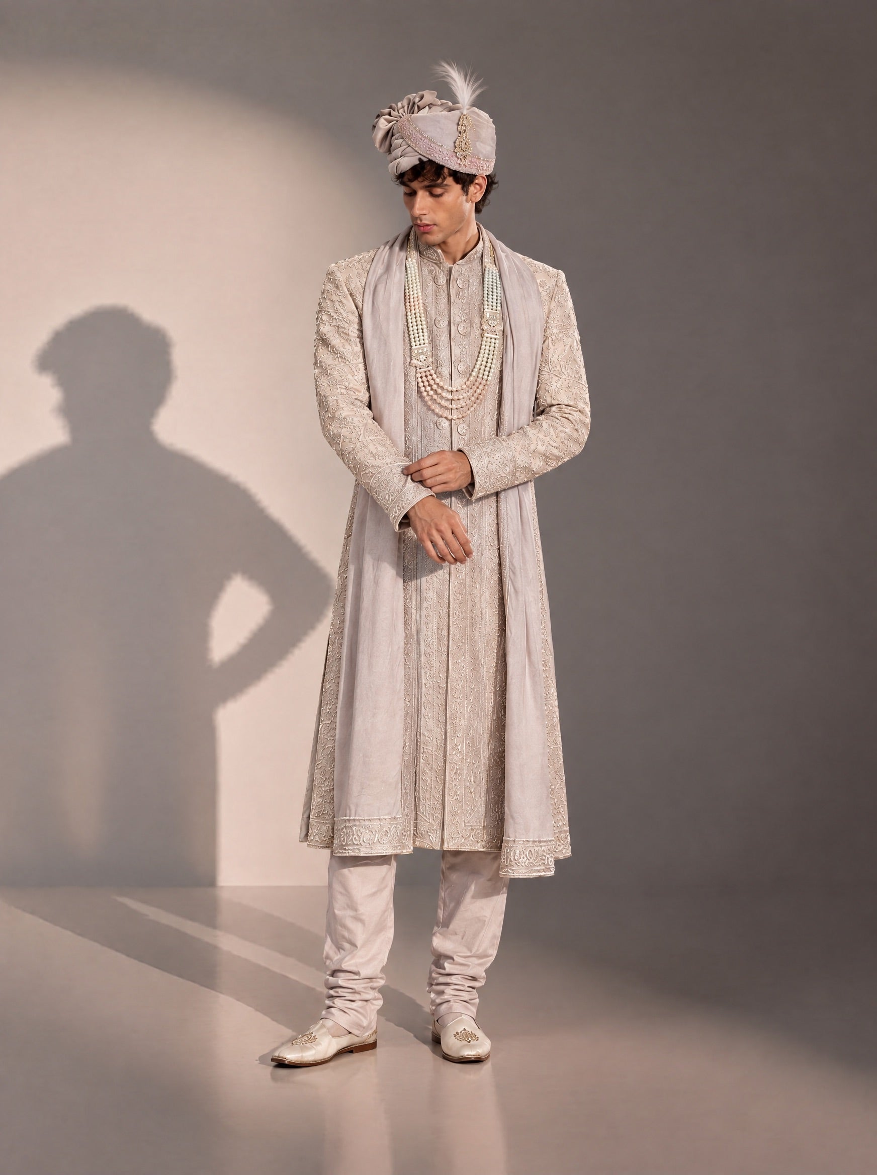 Lilac Embellished Sherwani For Men