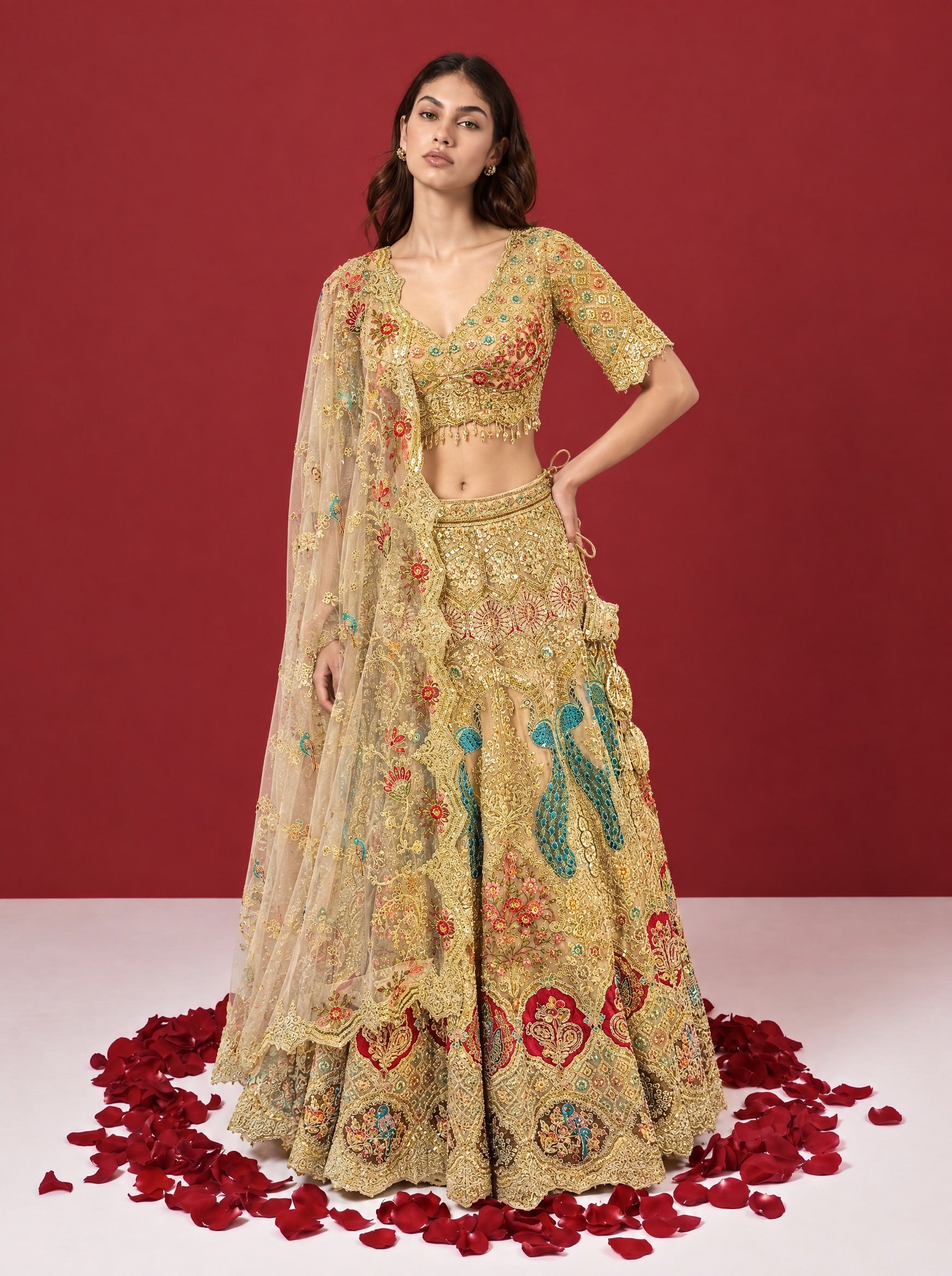 Gold Embroidered Designer Lehenga With Ready Blouse